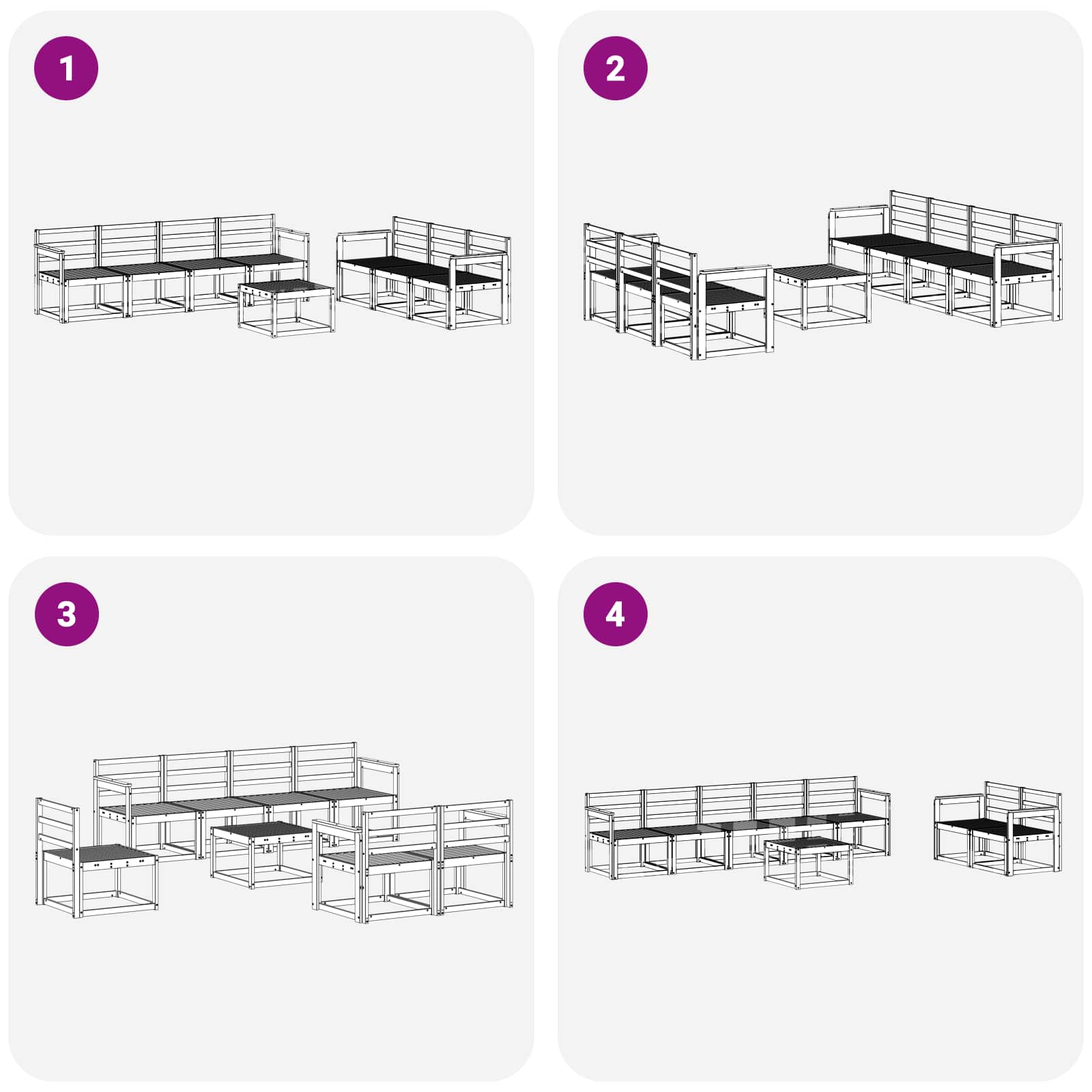 Set vanjskih sofa 8 pcs Prirodna Čvrsto drvo akacije