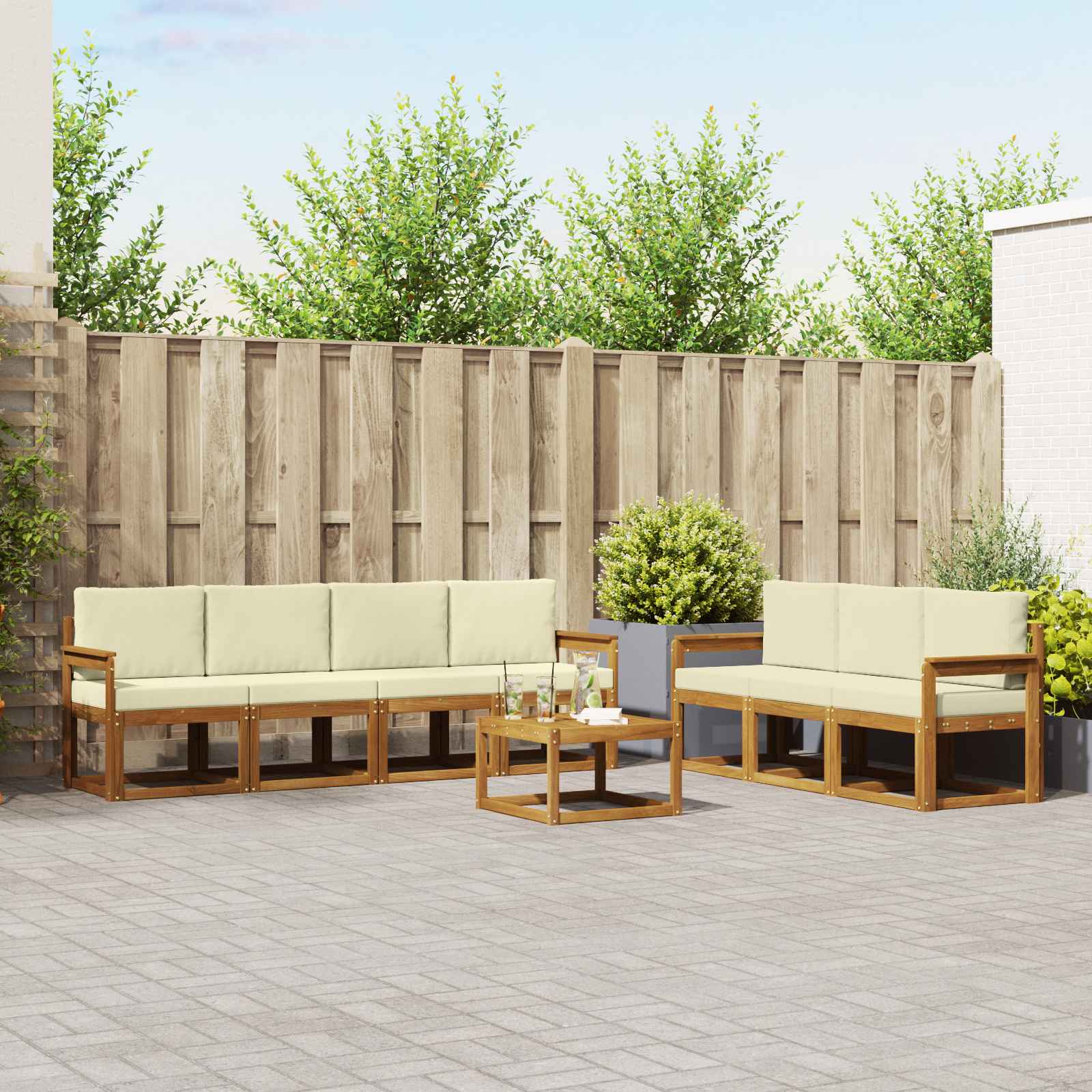 Set vanjskih sofa s jastukom 8 pcs Prirodna i krem