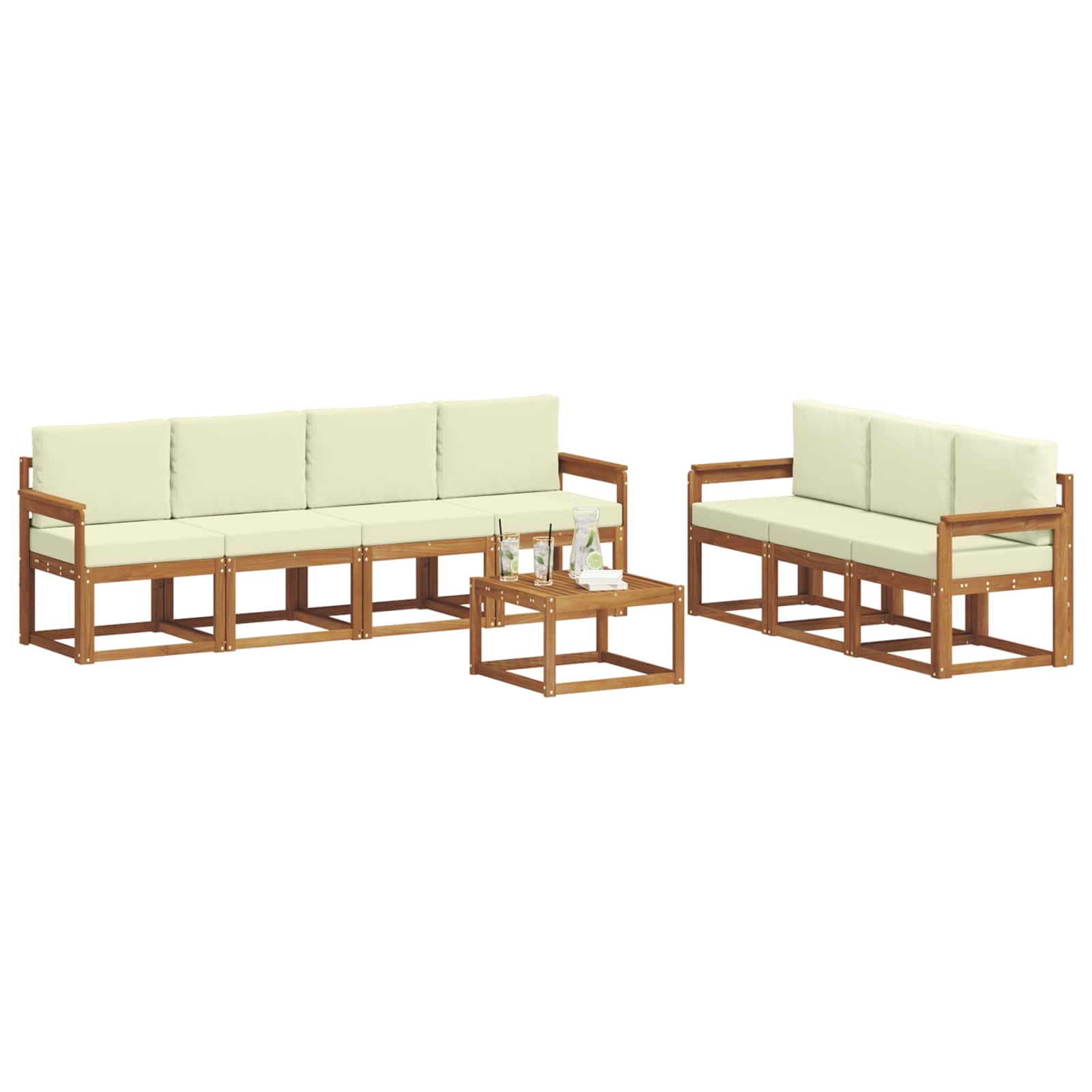Set vanjskih sofa s jastukom 8 pcs Prirodna i krem