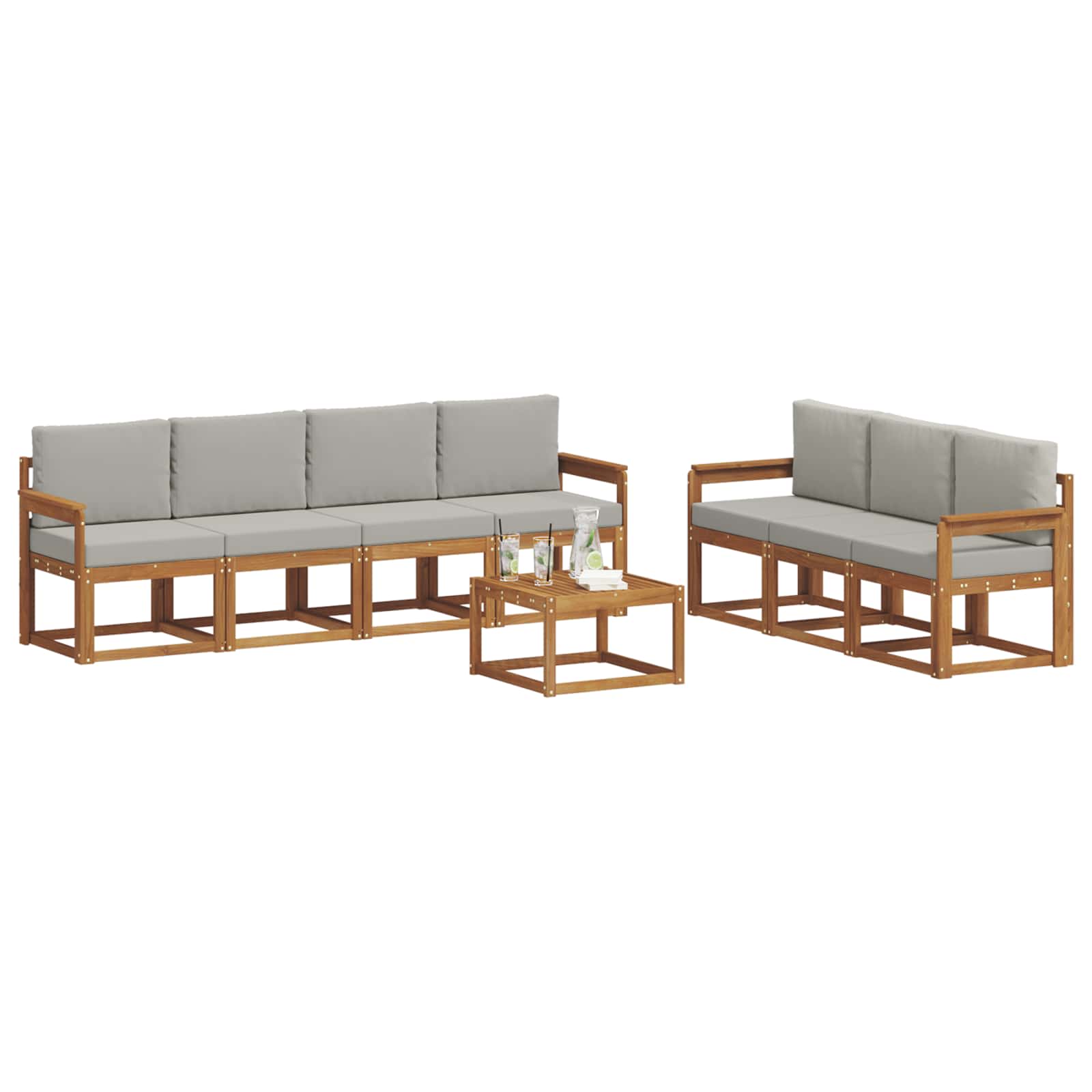 Set vanjskih sofa s jastukom 8 pcs Prirodna i svijetlo siva