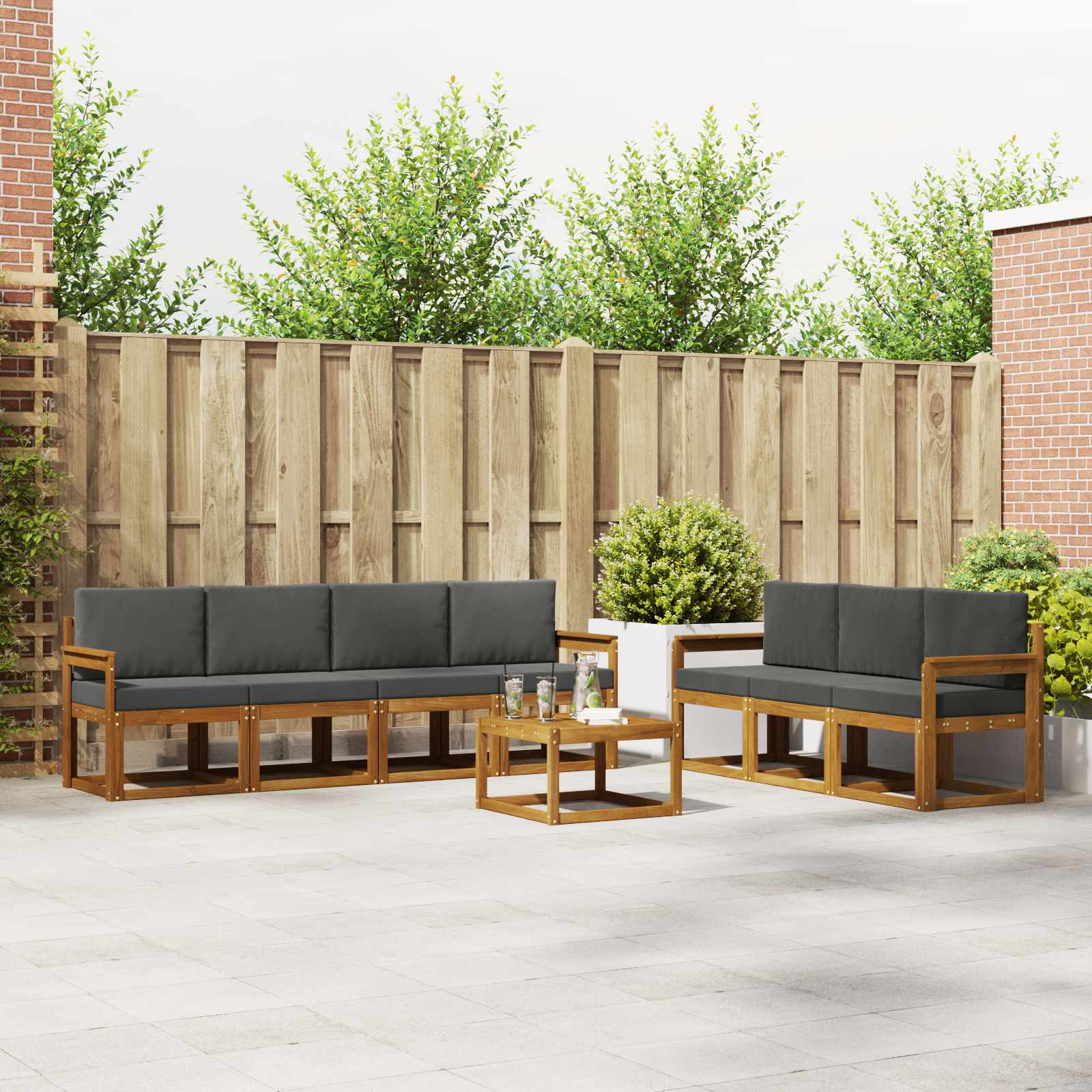 Set vanjskih sofa s jastukom 8 pcs Prirodna i antracit