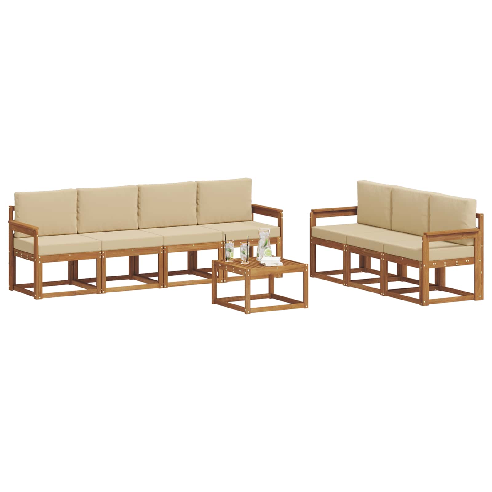 Set vanjskih sofa s jastukom 8 pcs Prirodna i bež