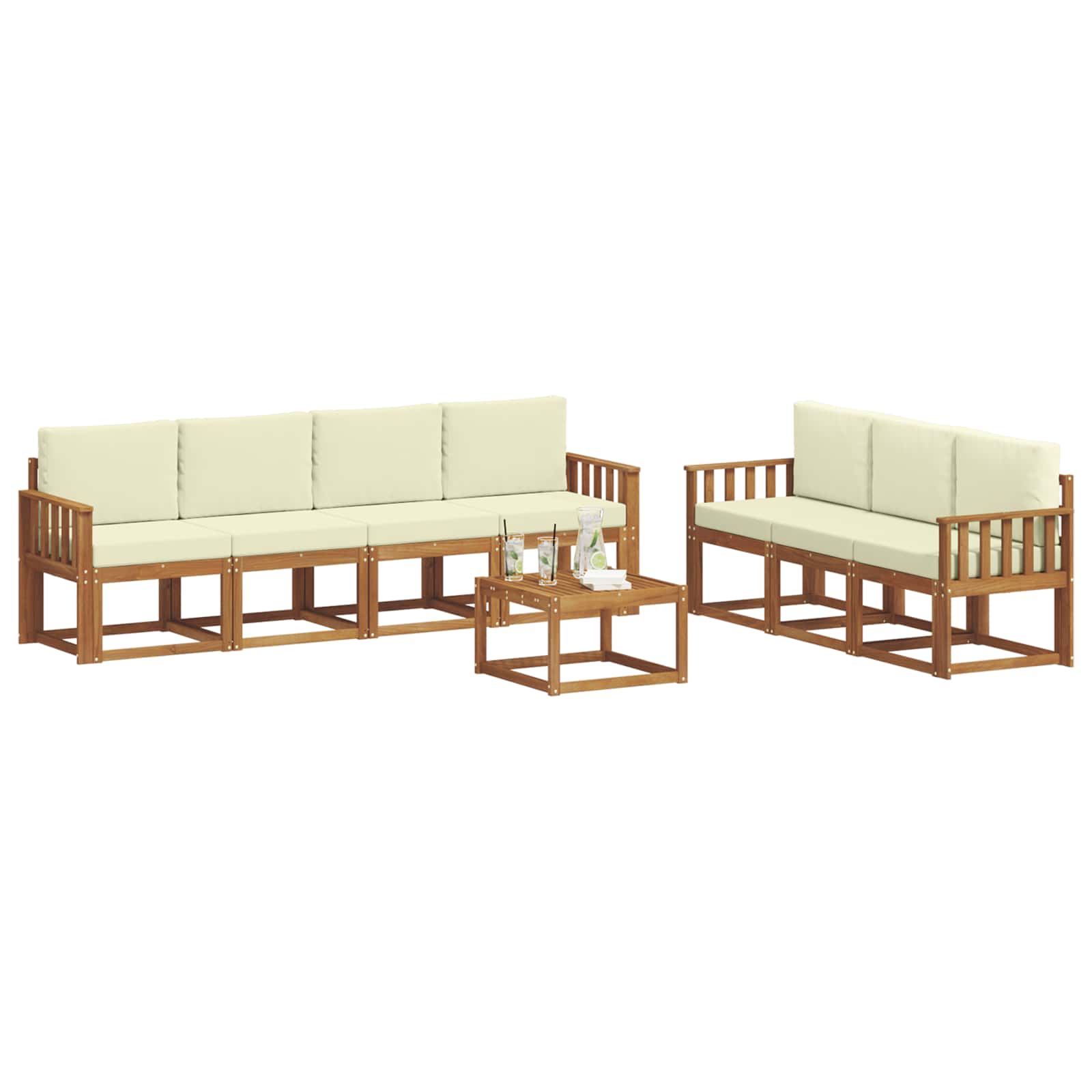 Set vanjskih sofa s jastukom 8 pcs Prirodna i krem