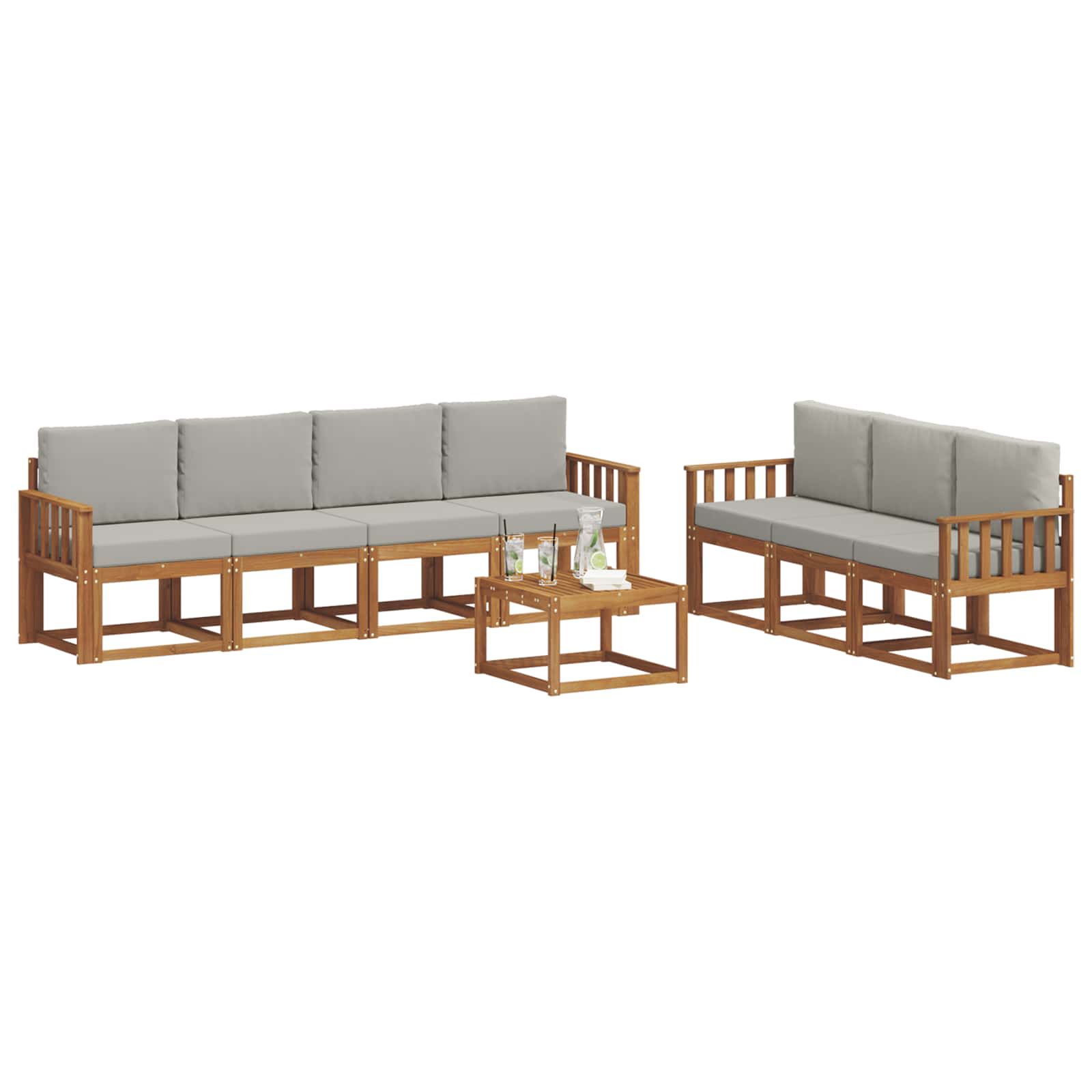 Set vanjskih sofa s jastukom 8 pcs Prirodna i svijetlo siva