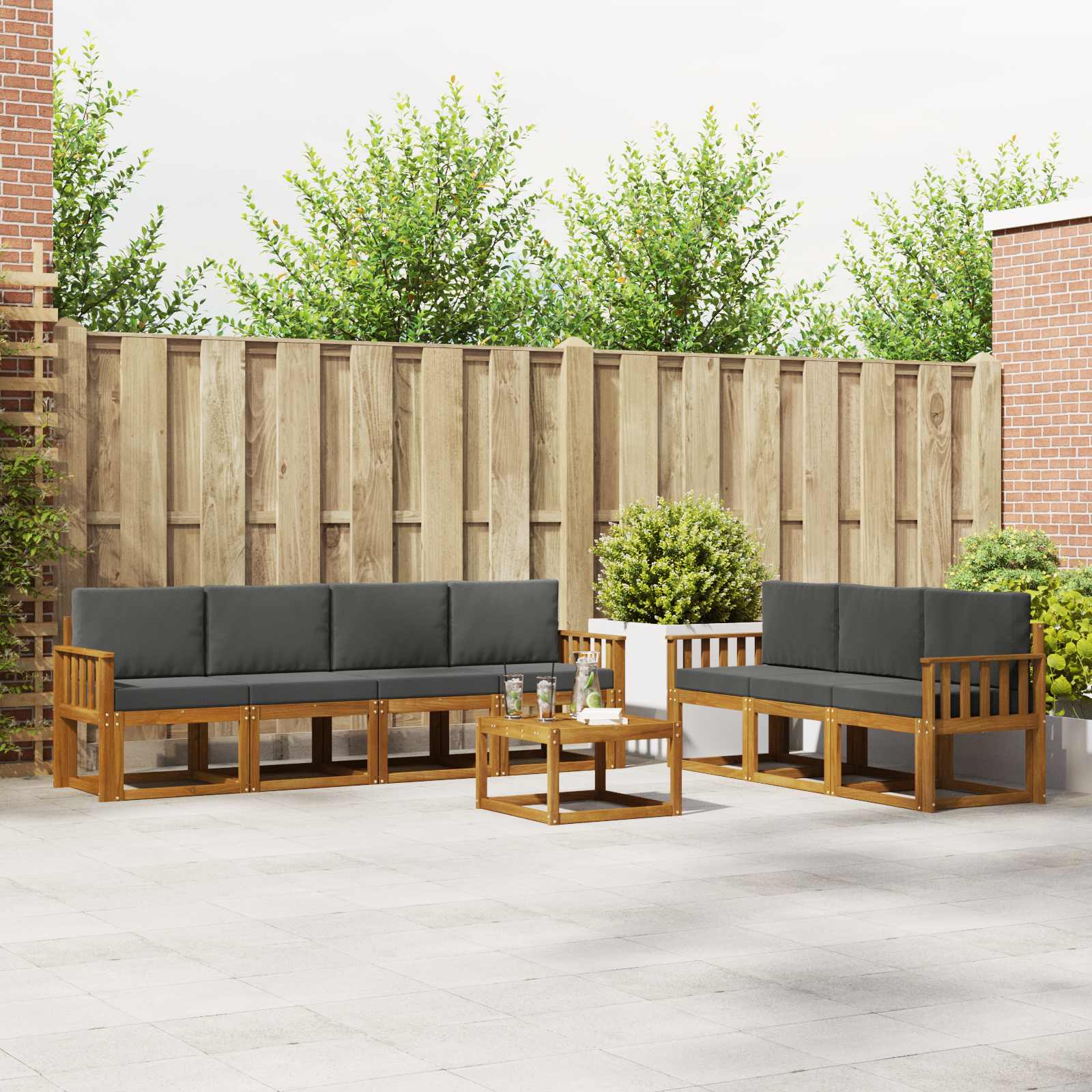 Set vanjskih sofa s jastukom 8 pcs Prirodna i antracit