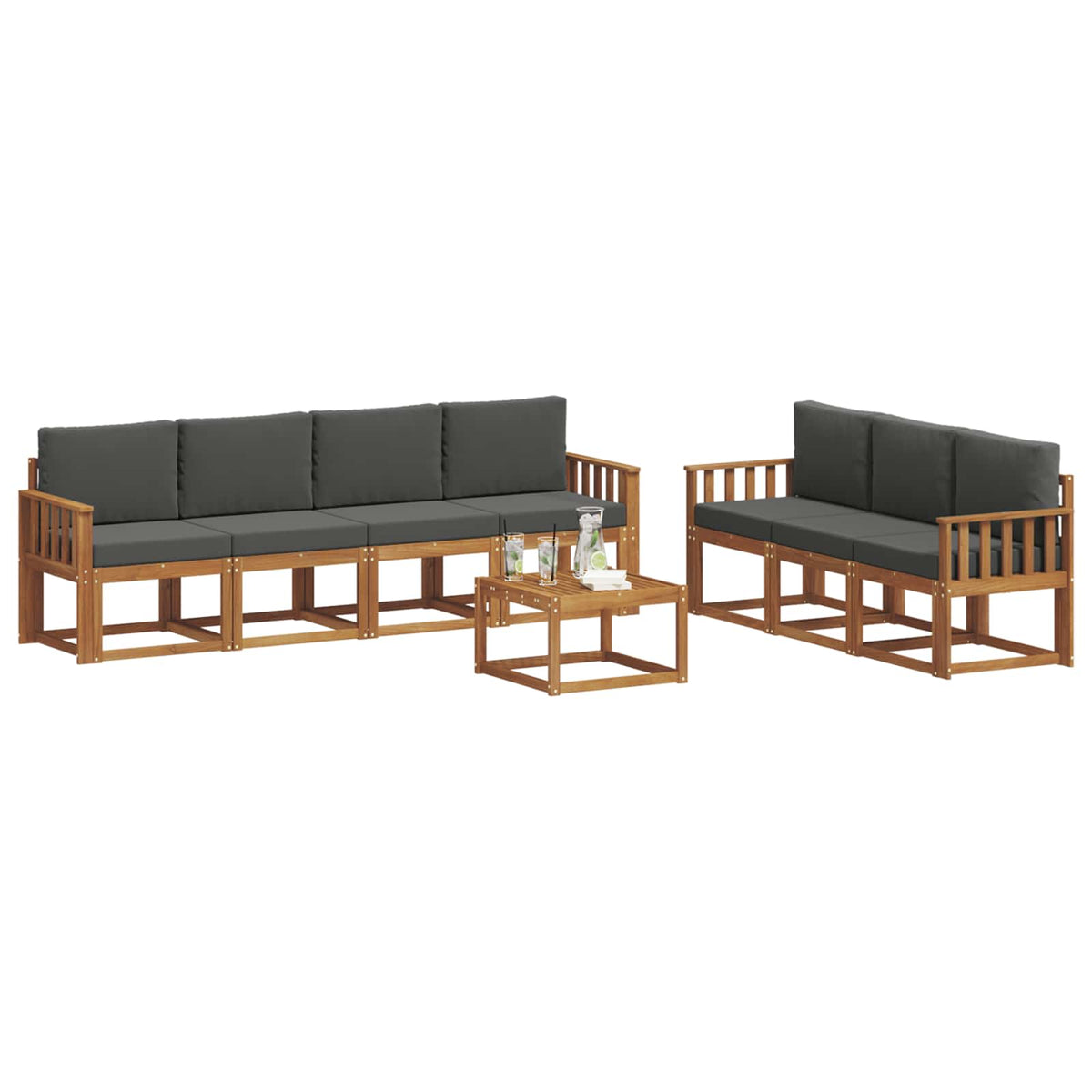 Set vanjskih sofa 8 kom. Prirodna i antracit