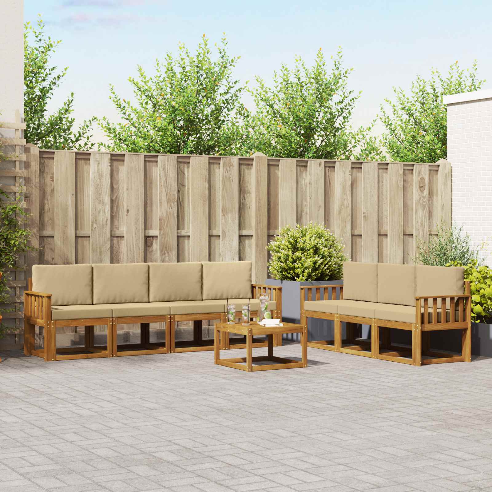 Set vanjskih sofa s jastukom 8 pcs Prirodna i bež