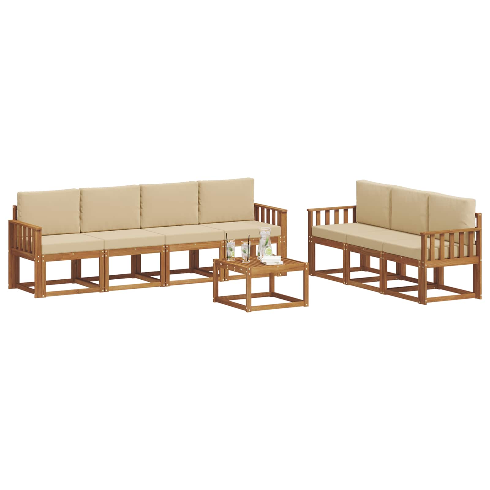 Set vanjskih sofa s jastukom 8 pcs Prirodna i bež