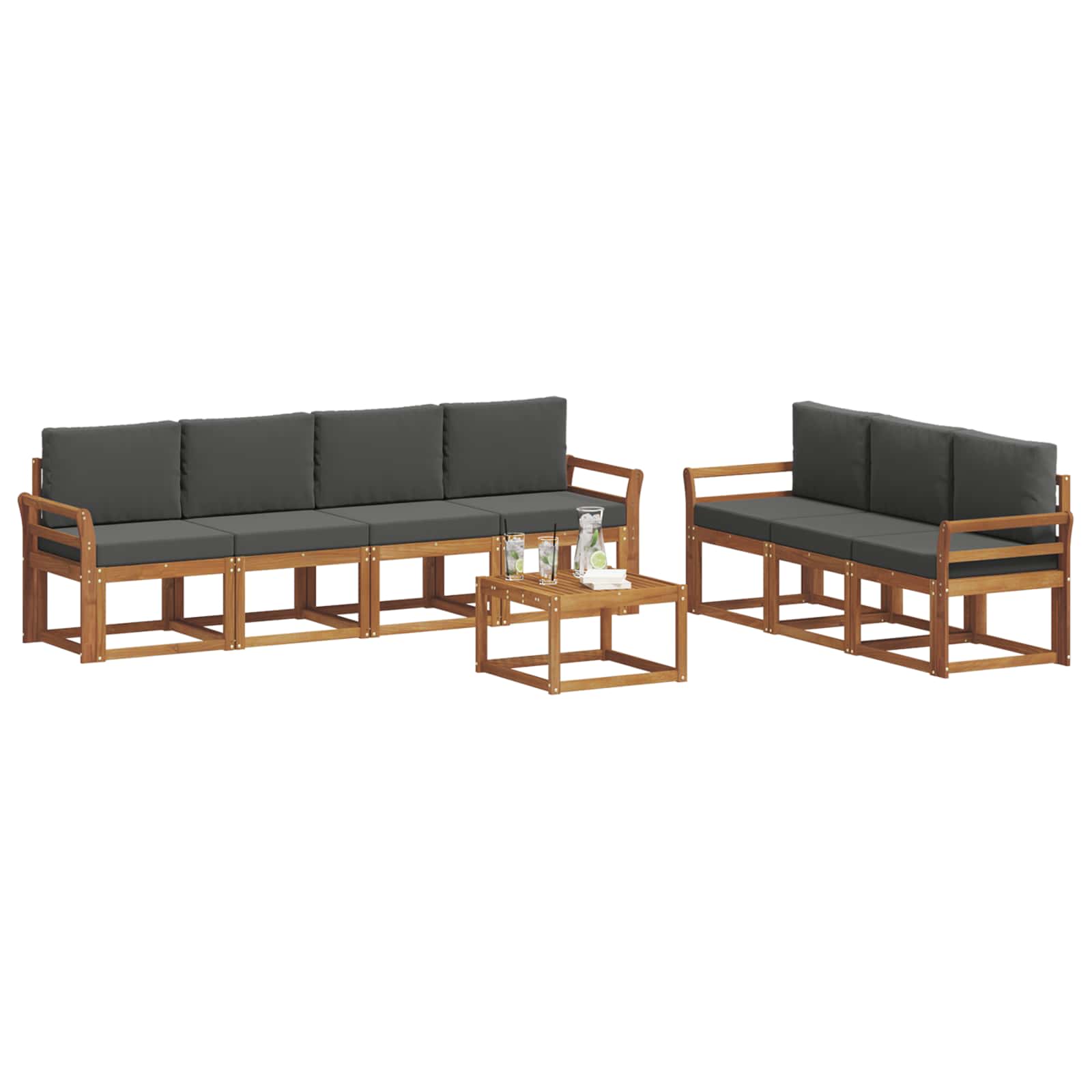 Set vanjskih sofa s jastukom 8 pcs Prirodna i antracit