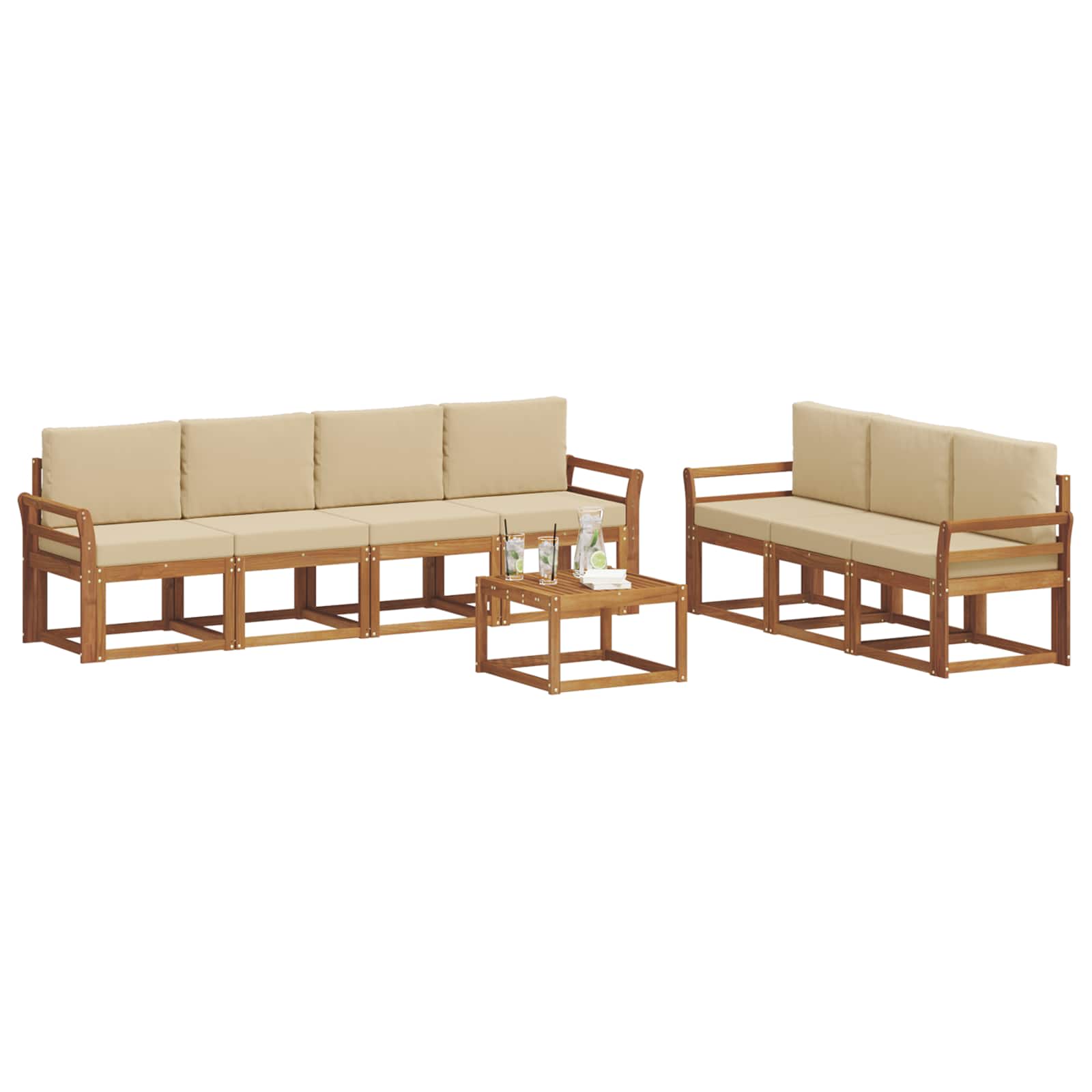 Set vanjskih sofa s jastukom 8 pcs Prirodna i bež
