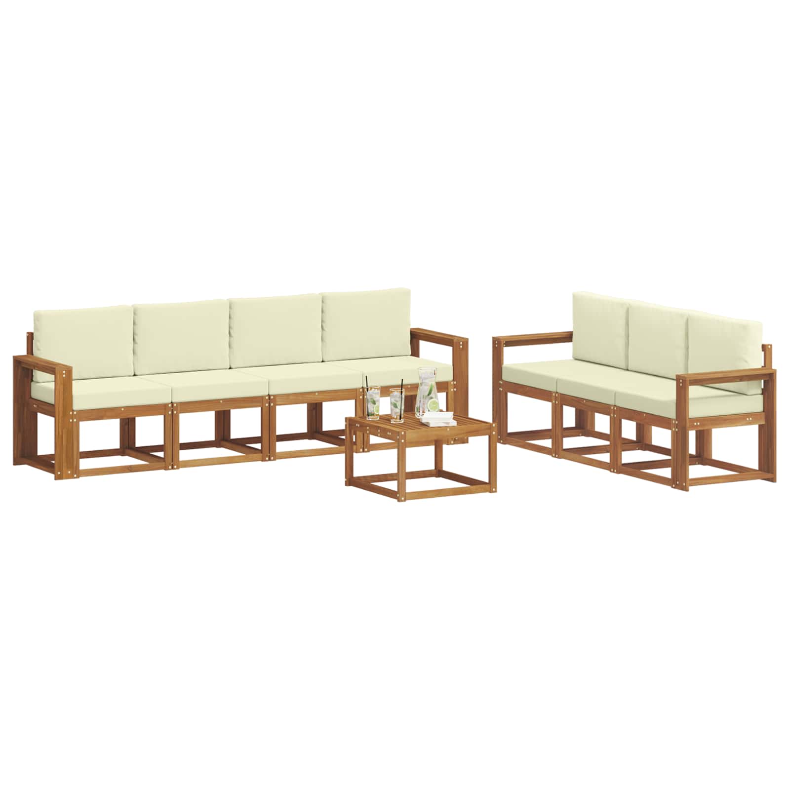 Set vanjskih sofa s jastukom 8 pcs Prirodna i krem
