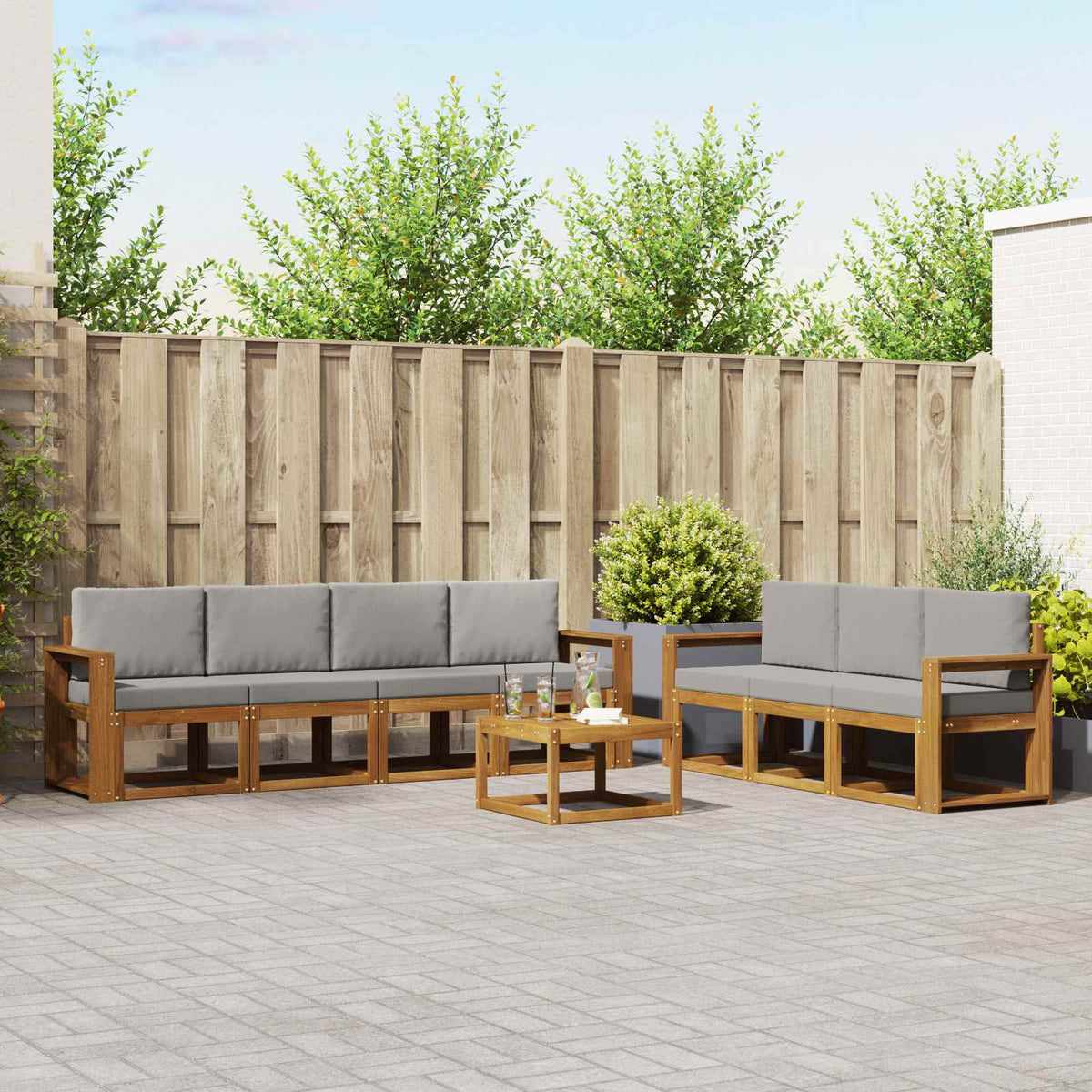 Set vanjskih sofa 8 kom. Prirodna i svijetlo siva