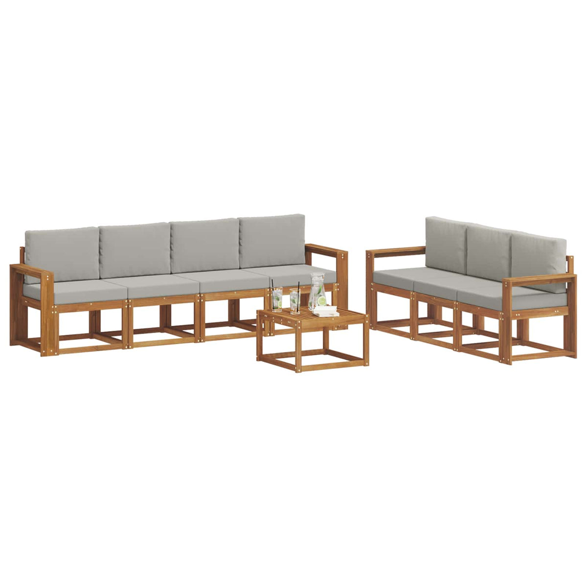 Set vanjskih sofa 8 kom. Prirodna i svijetlo siva