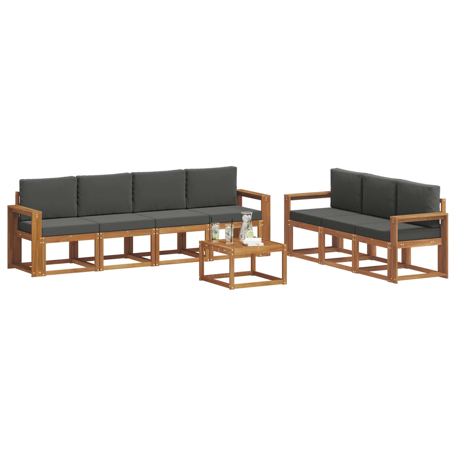 Set vanjskih sofa s jastukom 8 pcs Prirodna i antracit