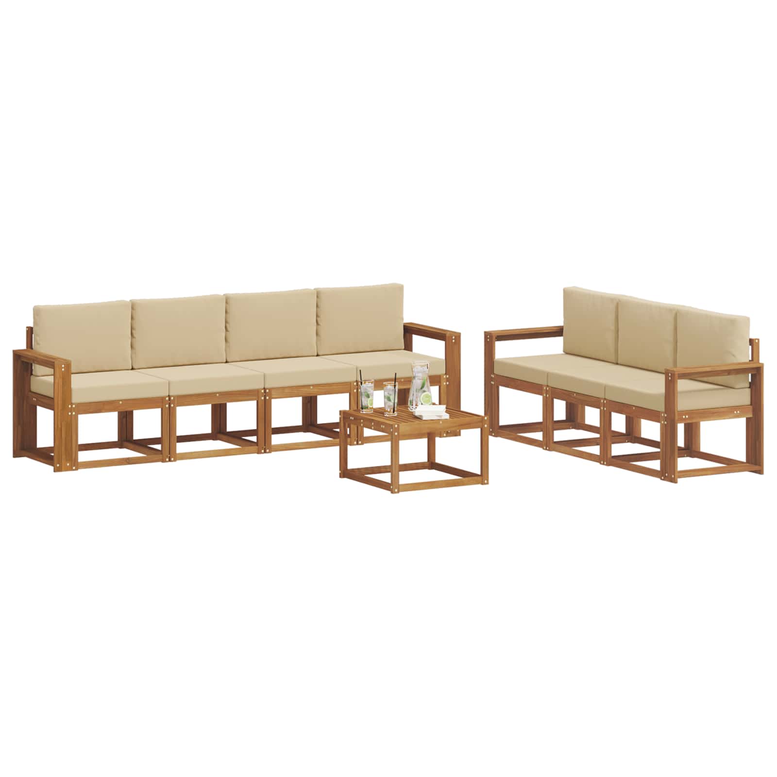 Set vanjskih sofa s jastukom 8 pcs Prirodna i bež
