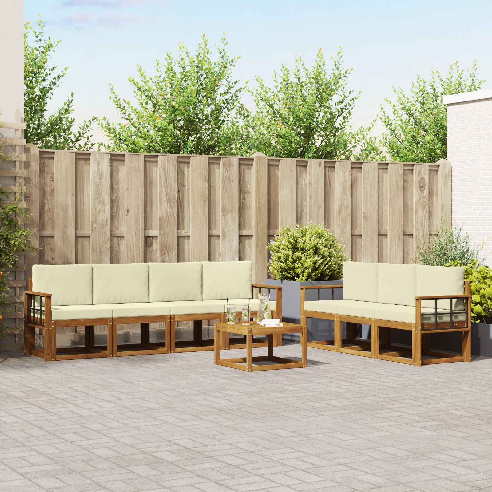 Set vanjskih sofa s jastukom 8 pcs Prirodna i krem