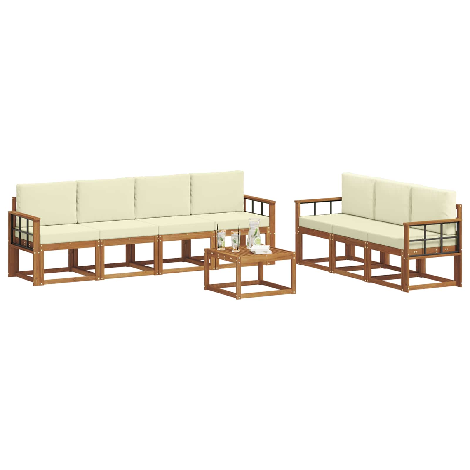Set vanjskih sofa s jastukom 8 pcs Prirodna i krem