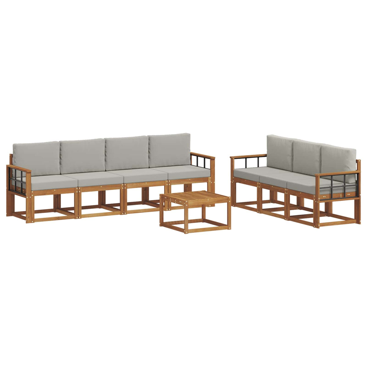 Set vanjskih sofa 8 kom. Prirodna i svijetlo siva