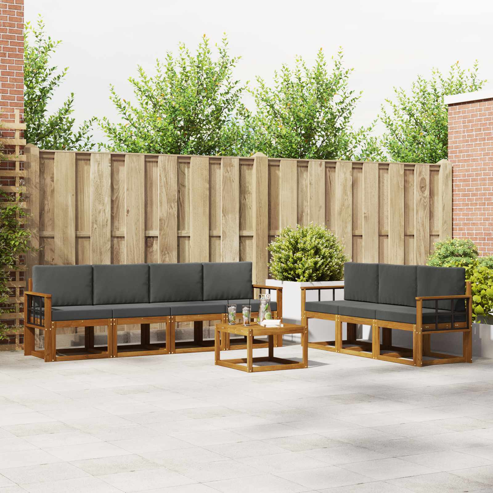 Set vanjskih sofa s jastukom 8 pcs Prirodna i antracit