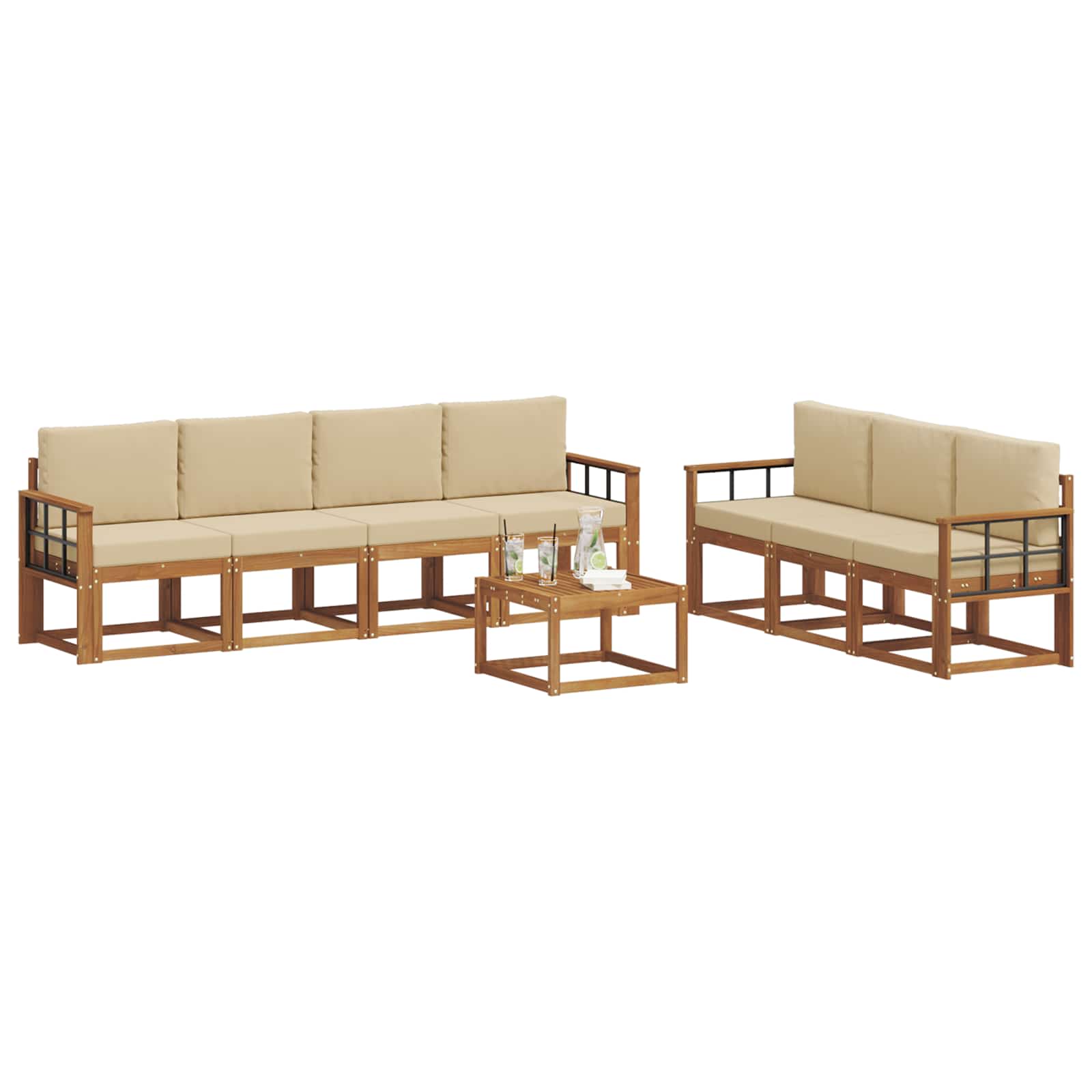 Set vanjskih sofa s jastukom 8 pcs Prirodna i bež