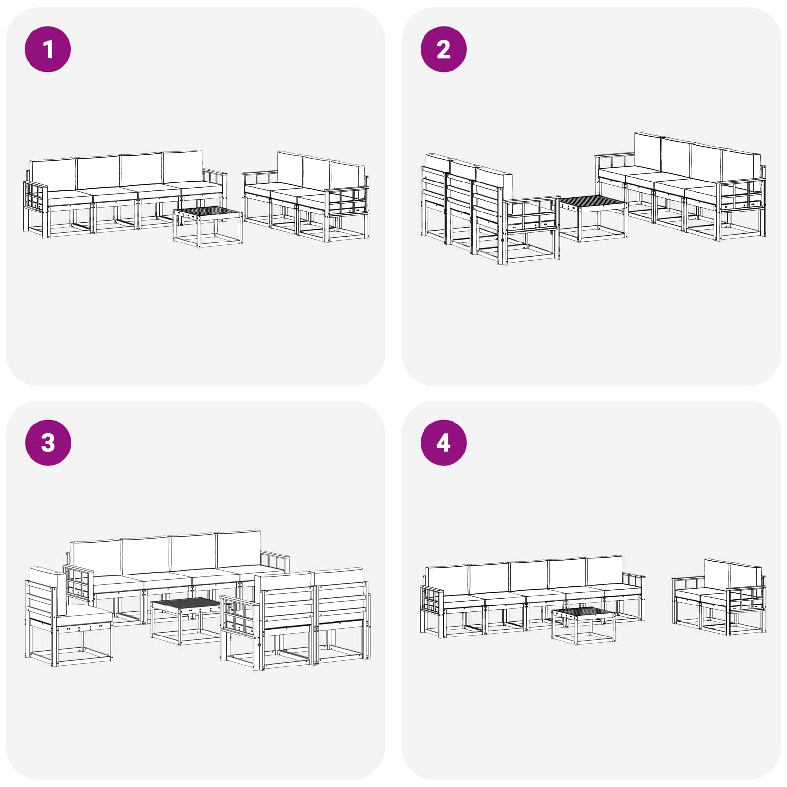 Set vanjskih sofa s jastukom 8 pcs Prirodna i bež