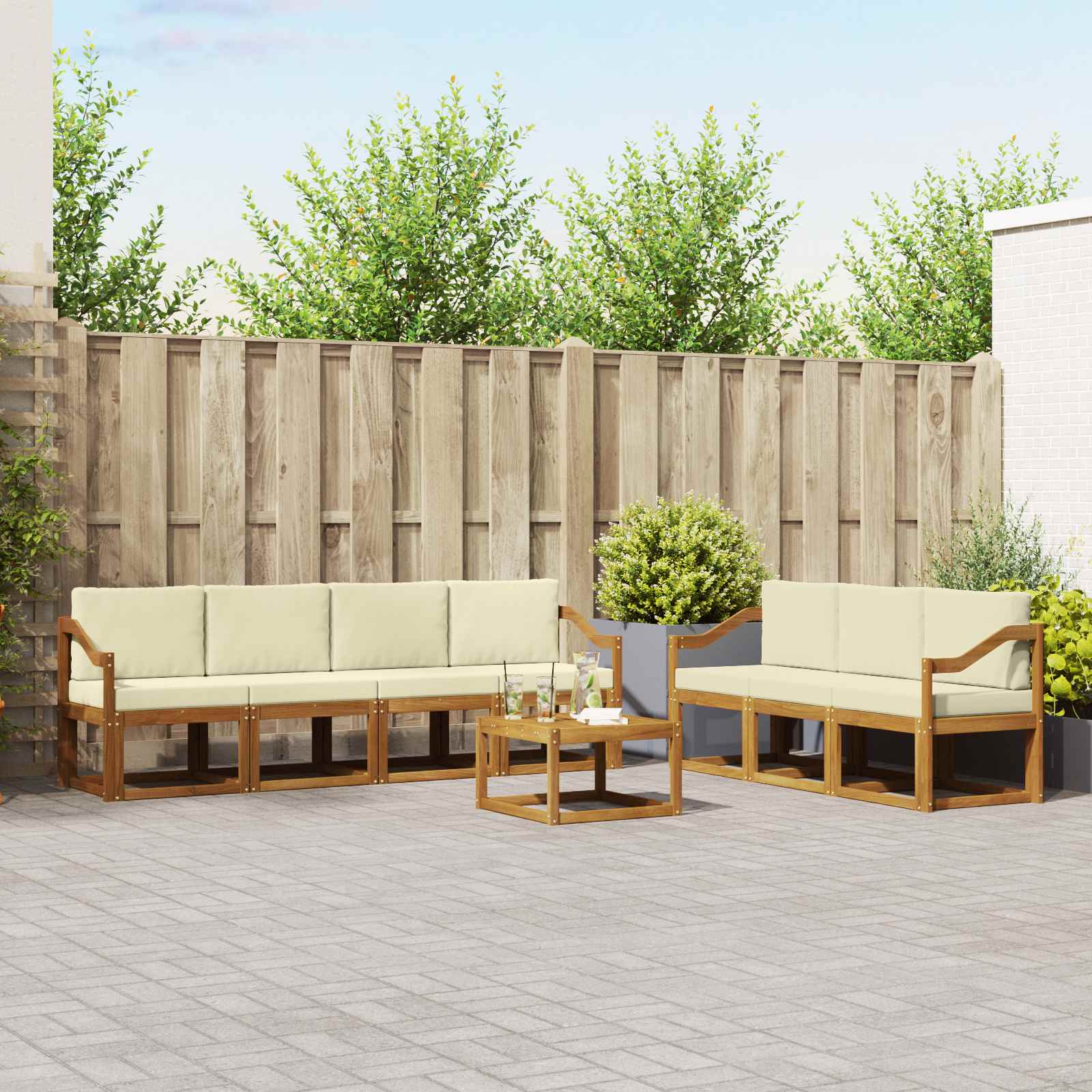 Set vanjskih sofa s jastukom 8 pcs Prirodna i krem
