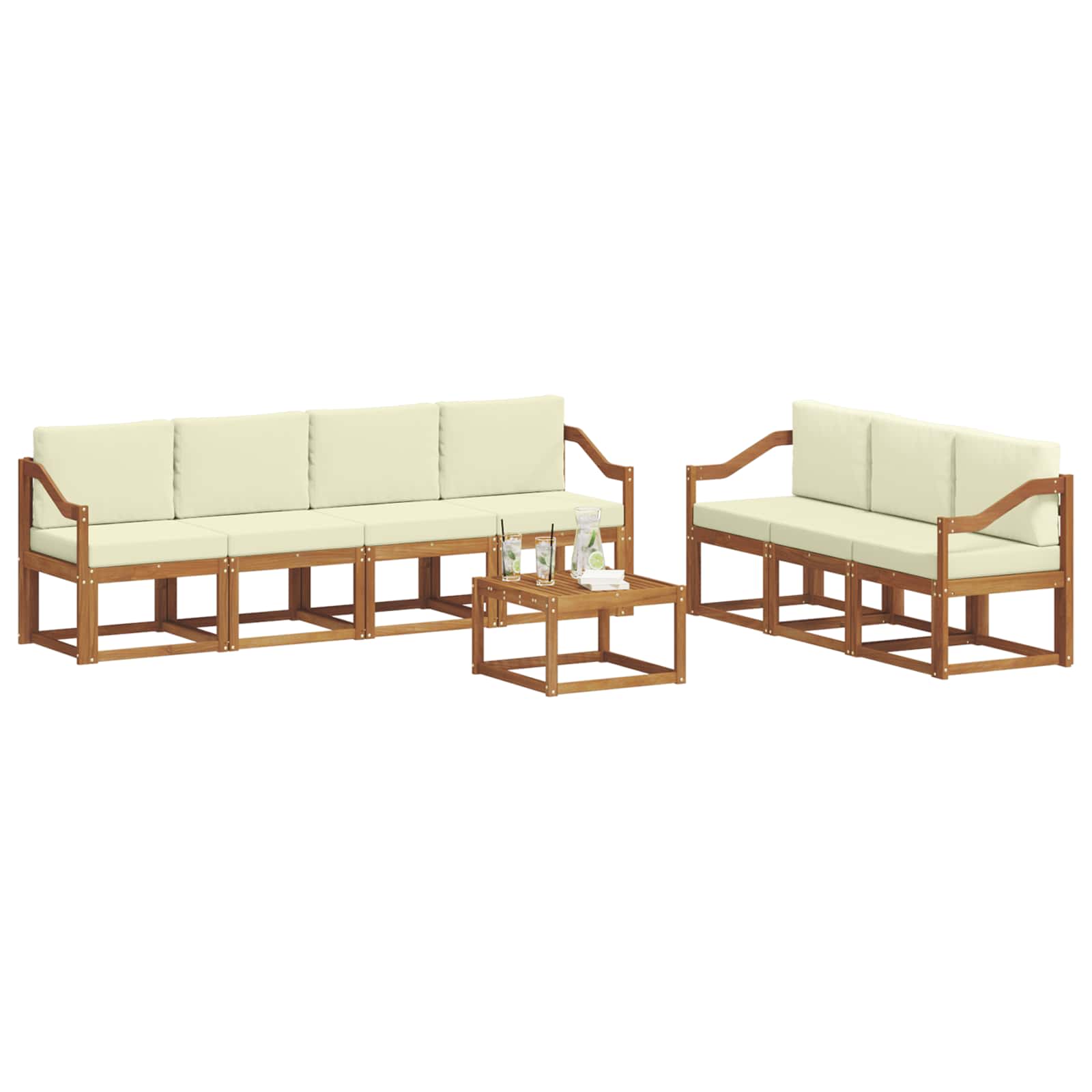 Set vanjskih sofa s jastukom 8 pcs Prirodna i krem