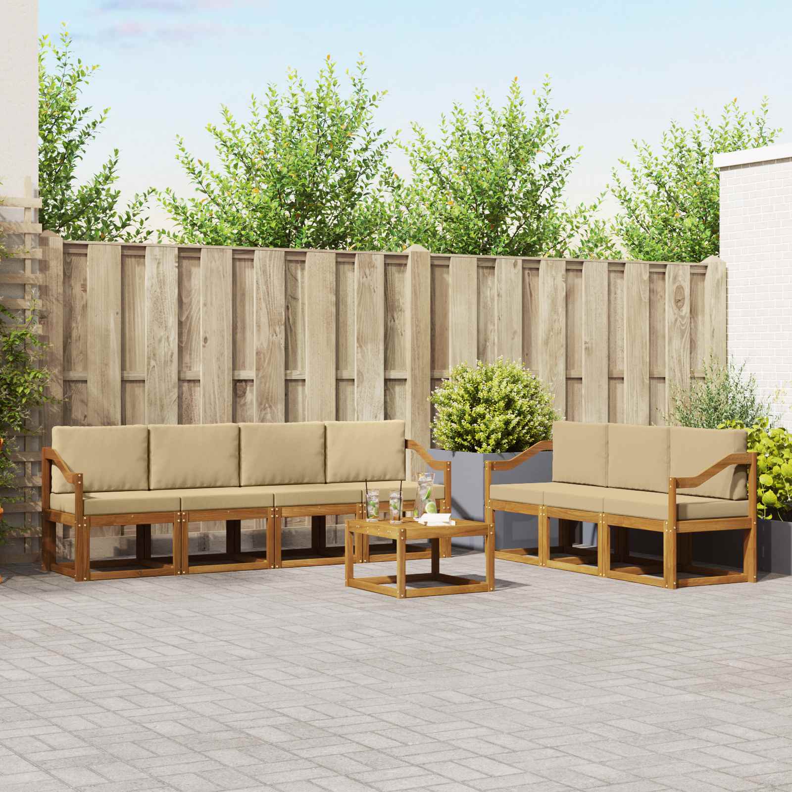 Set vanjskih sofa s jastukom 8 pcs Prirodna i bež