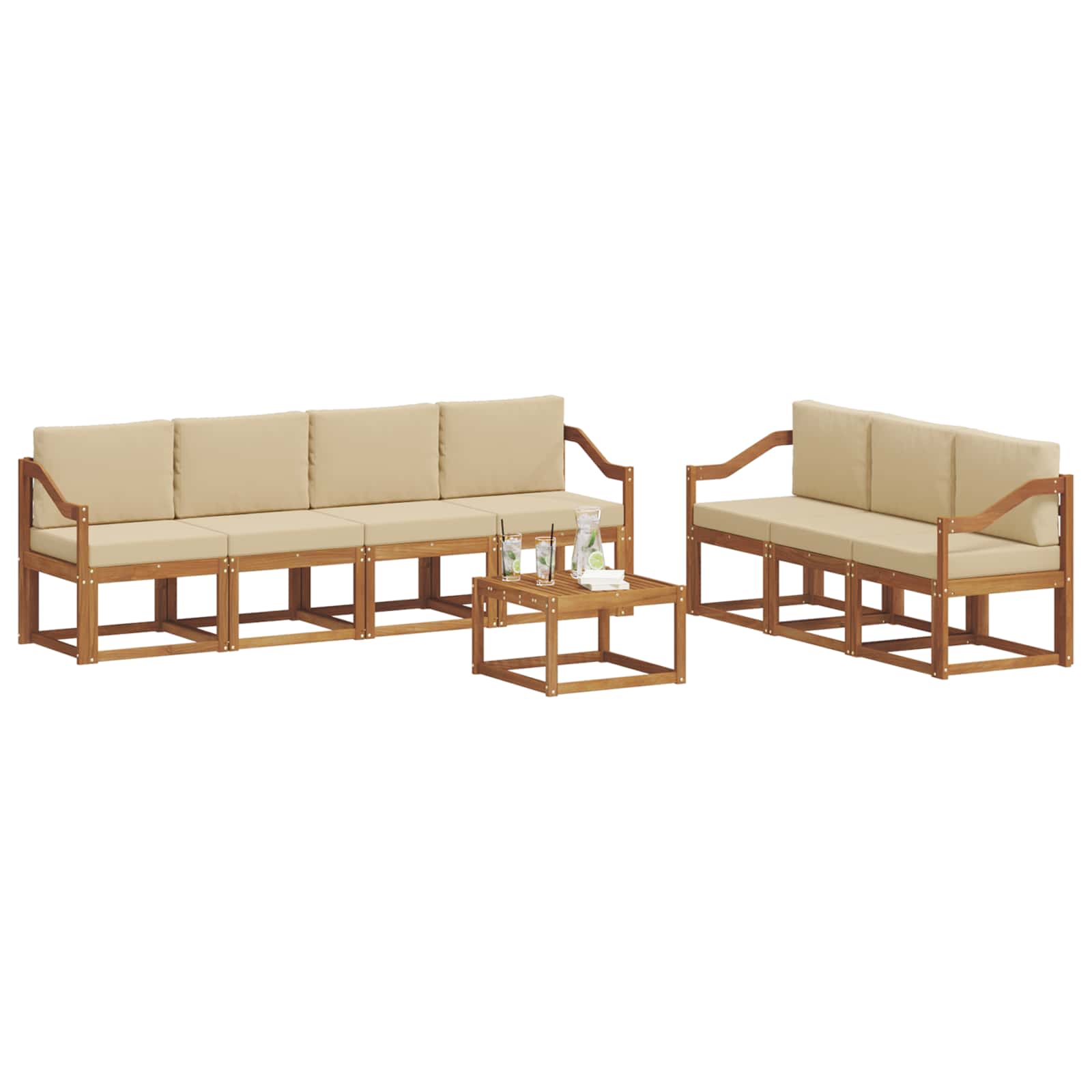Set vanjskih sofa s jastukom 8 pcs Prirodna i bež