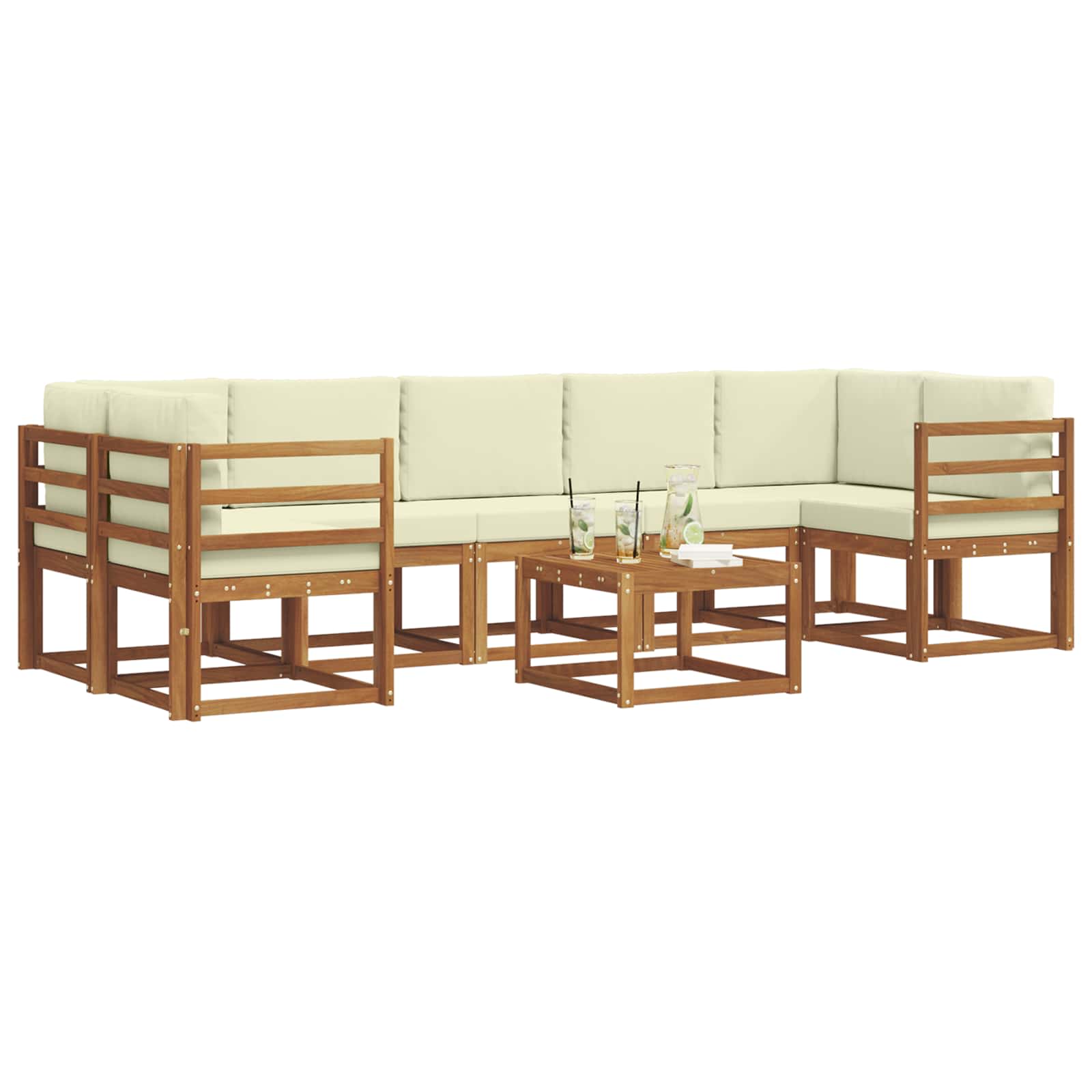 Set vanjskih sofa s jastukom 8 pcs Prirodna i krem
