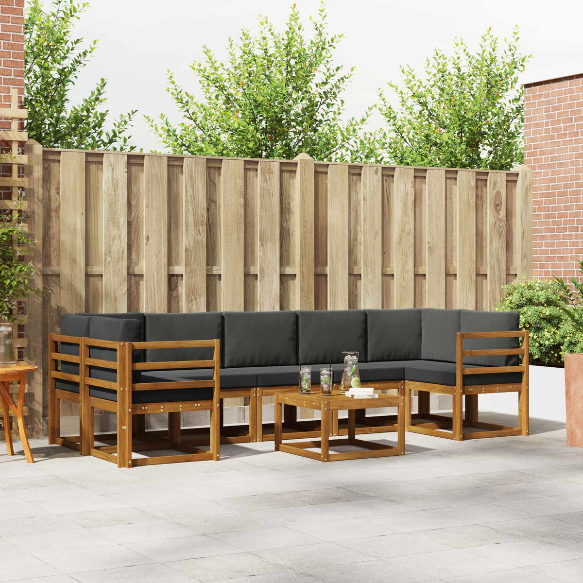 Set vanjskih sofa 8 kom. Prirodna i antracit