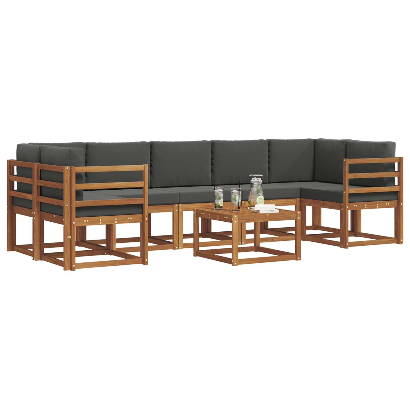Set vanjskih sofa s jastukom 8 pcs Prirodna i antracit