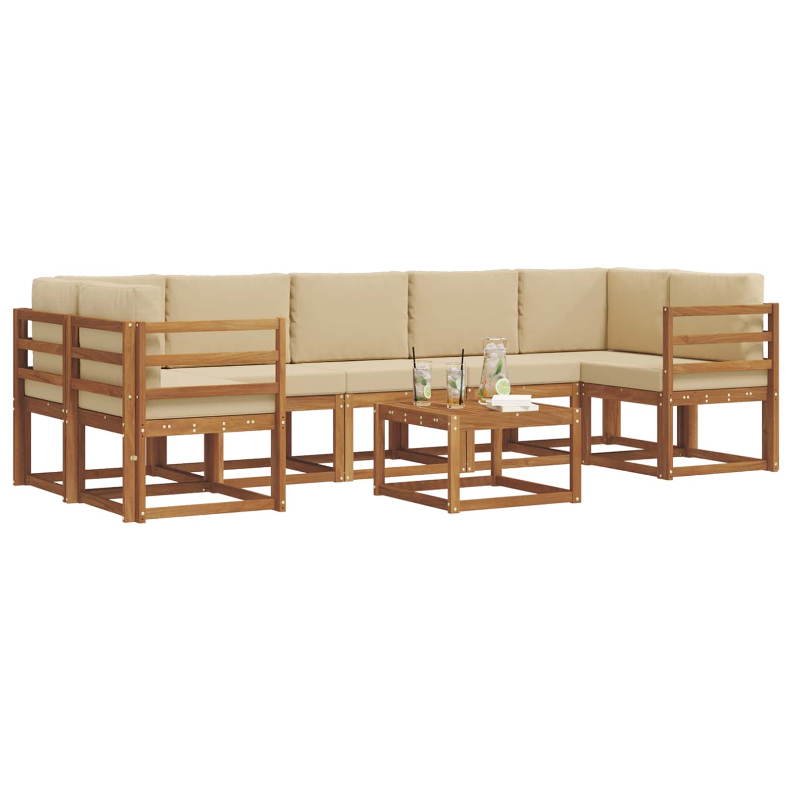 Set vanjskih sofa s jastukom 8 pcs Prirodna i bež