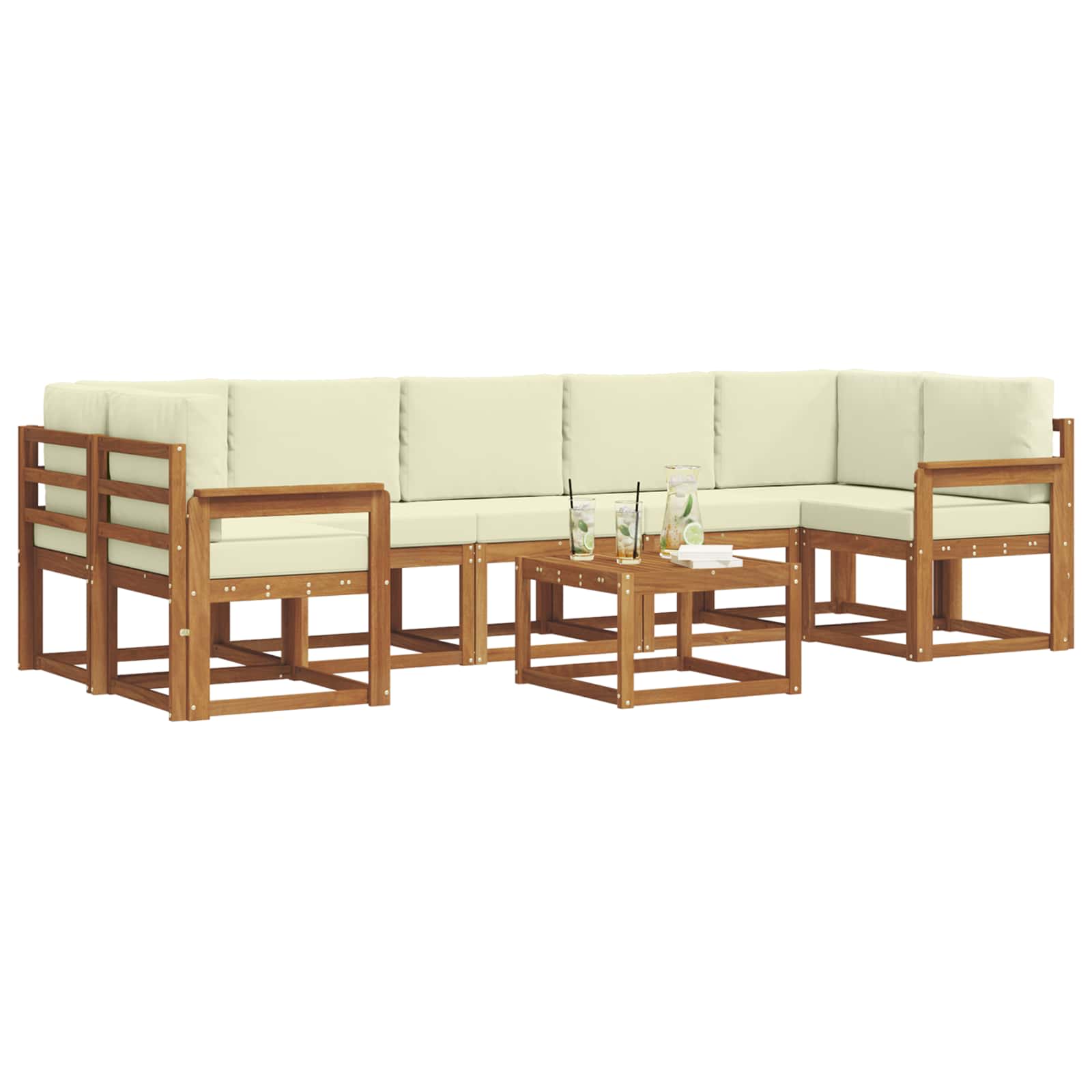 Set vanjskih sofa s jastukom 8 pcs Prirodna i krem