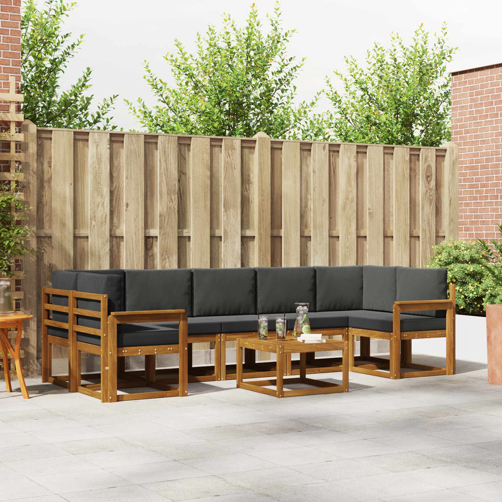 Set vanjskih sofa s jastukom 8 pcs Prirodna i antracit