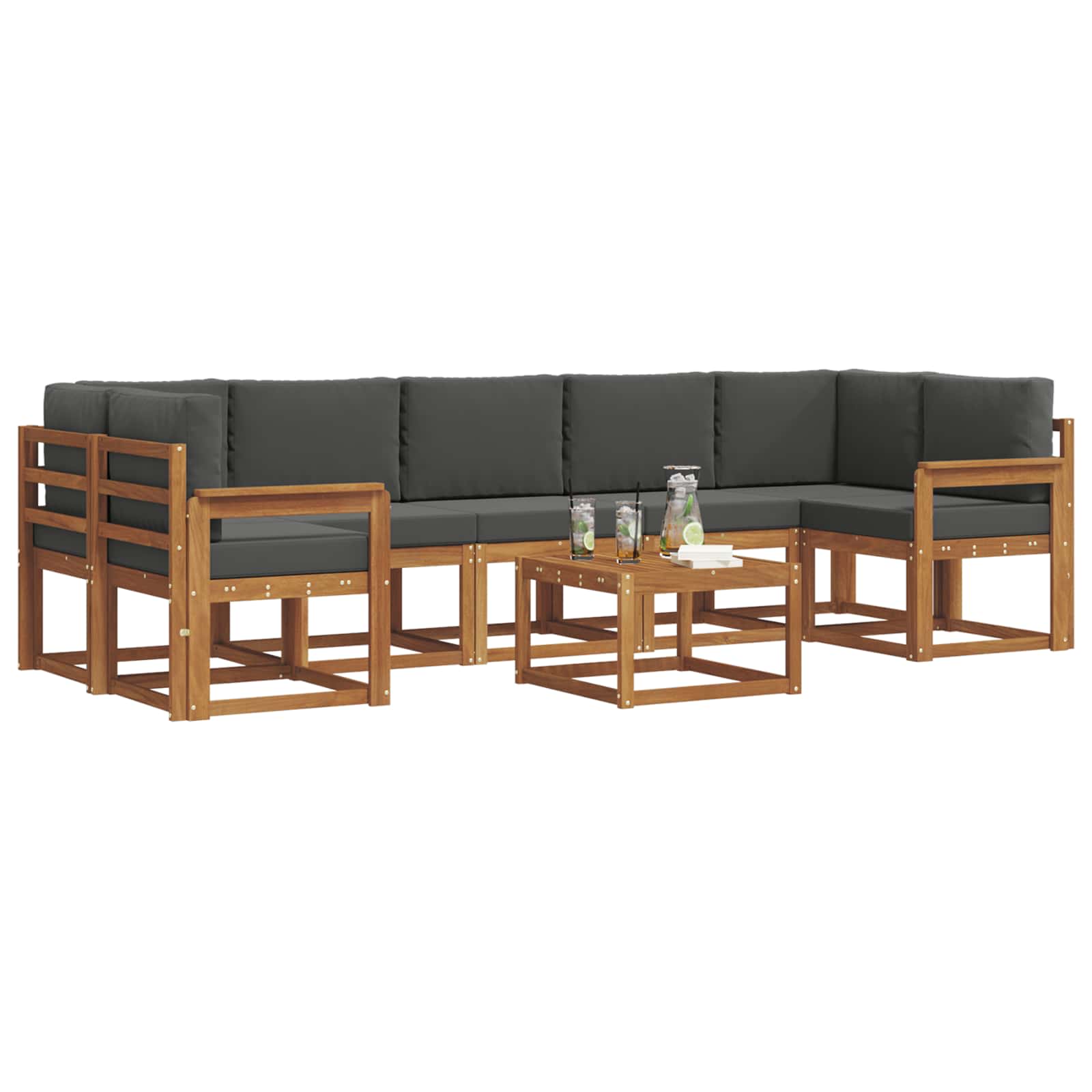 Set vanjskih sofa s jastukom 8 pcs Prirodna i antracit