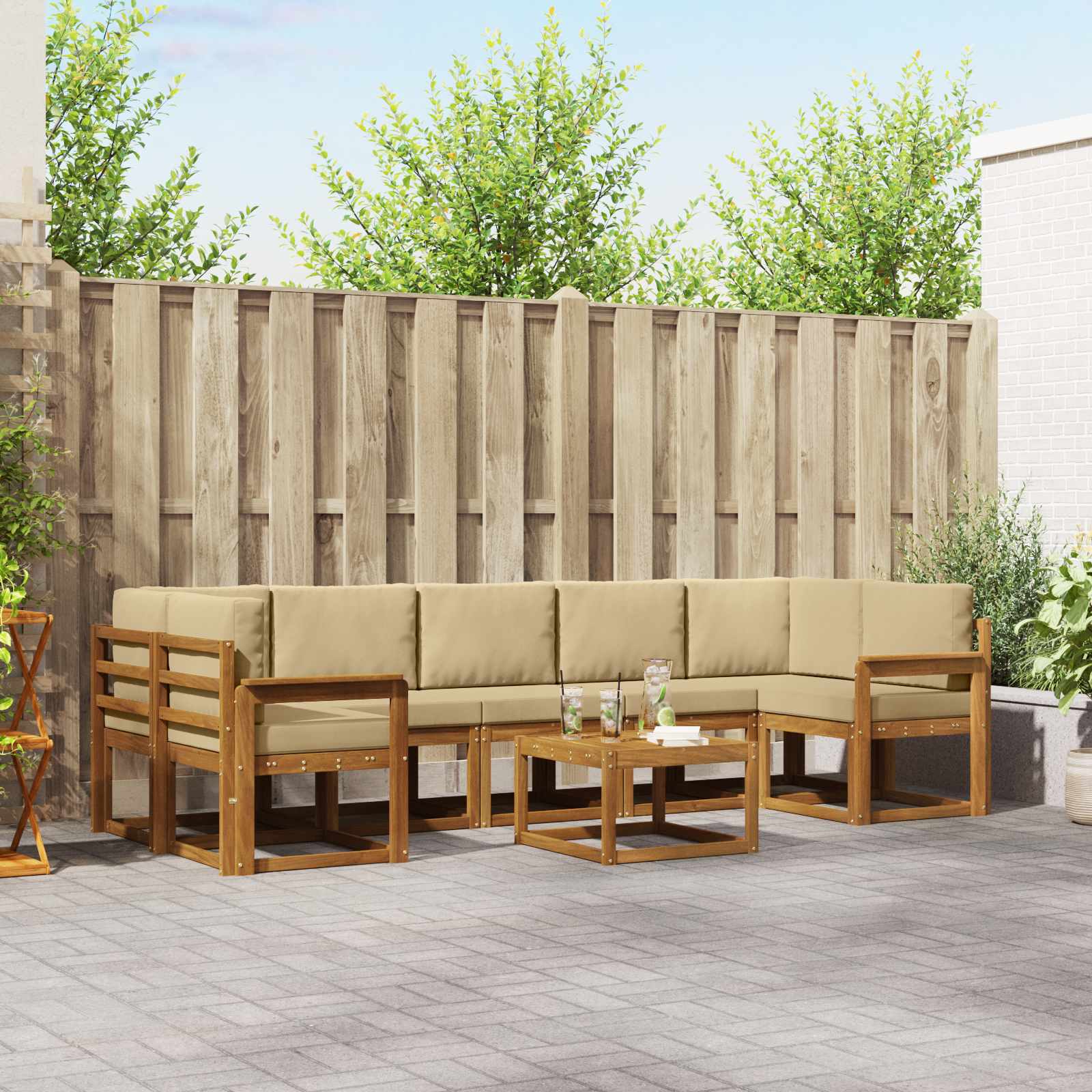 Set vanjskih sofa s jastukom 8 pcs Prirodna i bež