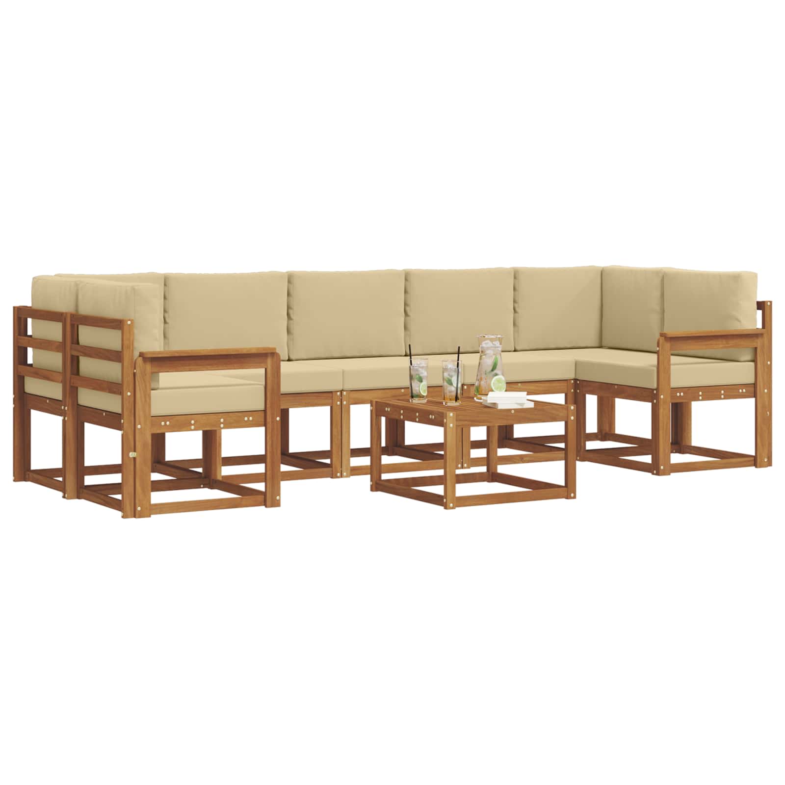 Set vanjskih sofa s jastukom 8 pcs Prirodna i bež