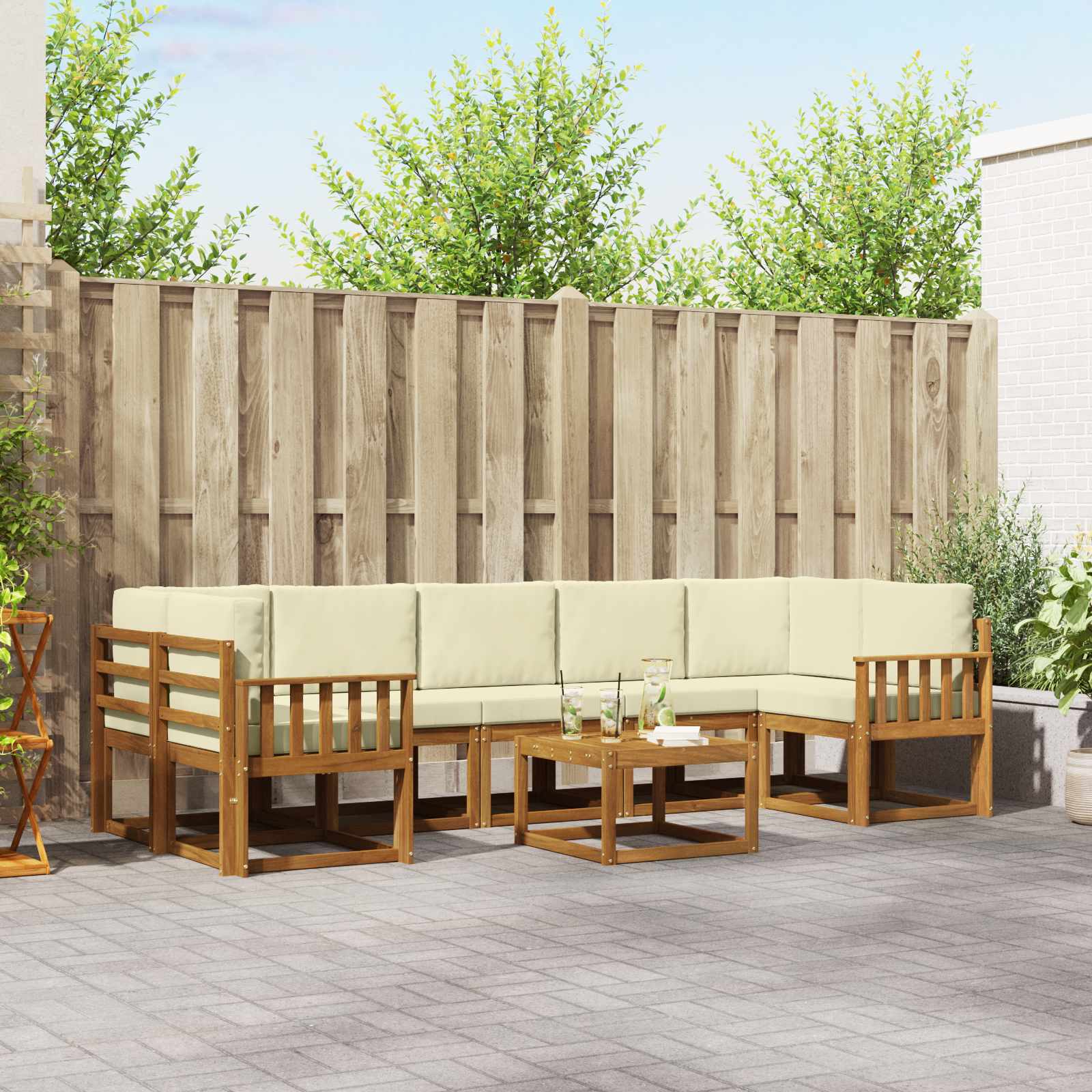 Set vanjskih sofa s jastukom 8 pcs Prirodna i krem