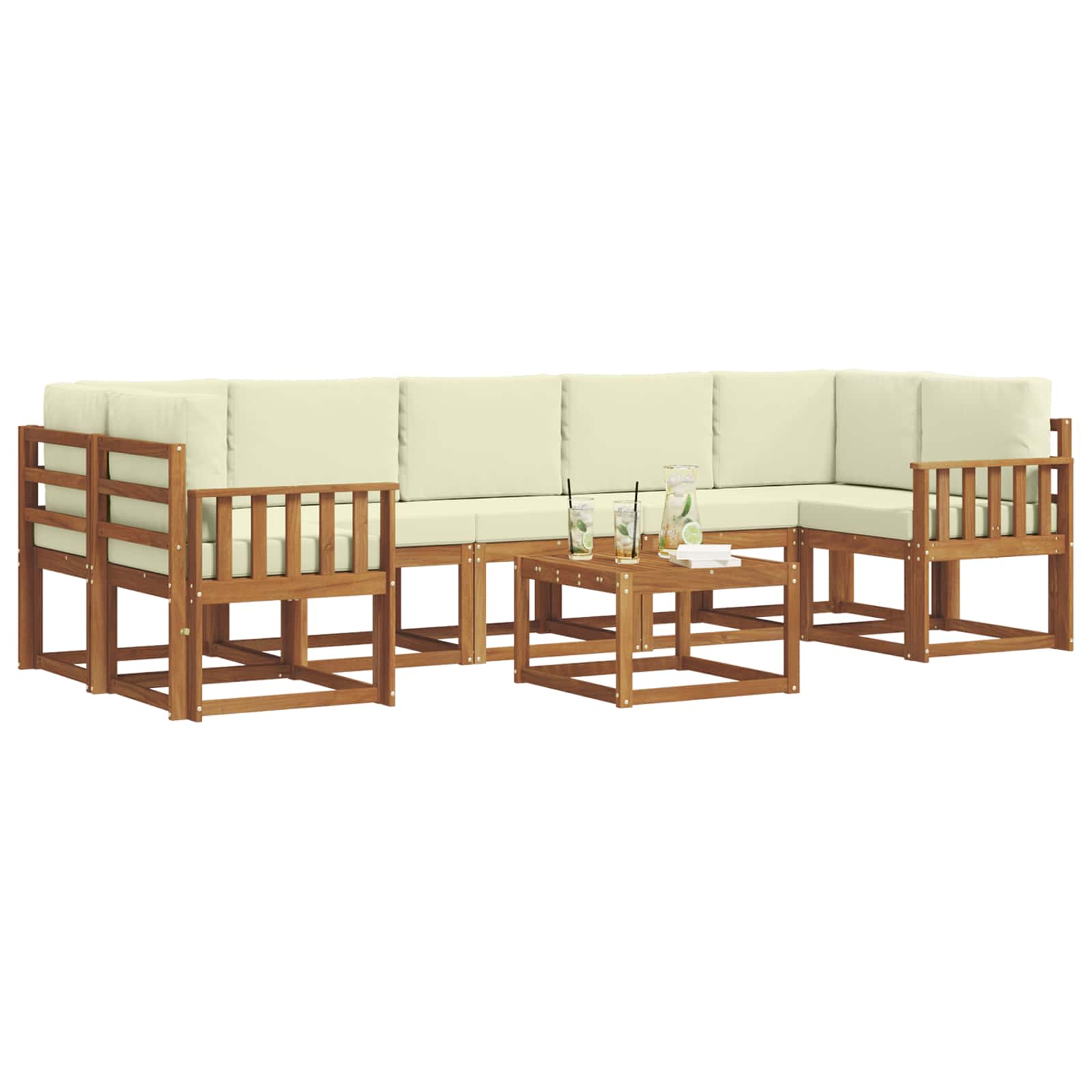 Set vanjskih sofa s jastukom 8 pcs Prirodna i krem