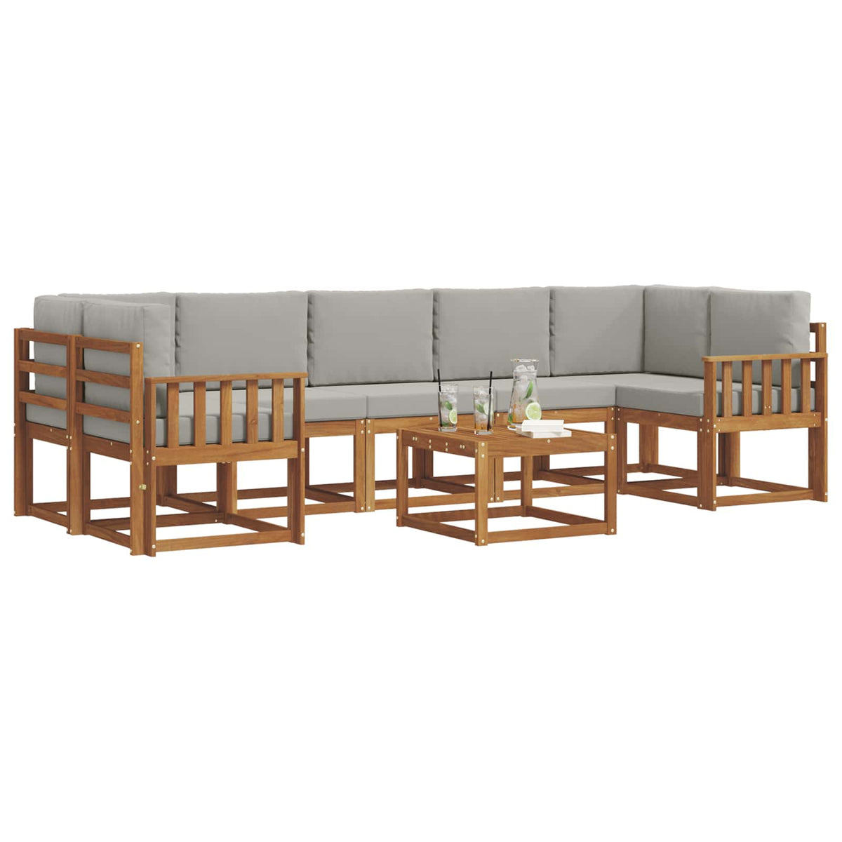 Set vanjskih sofa 8 kom. Prirodna i svijetlo siva