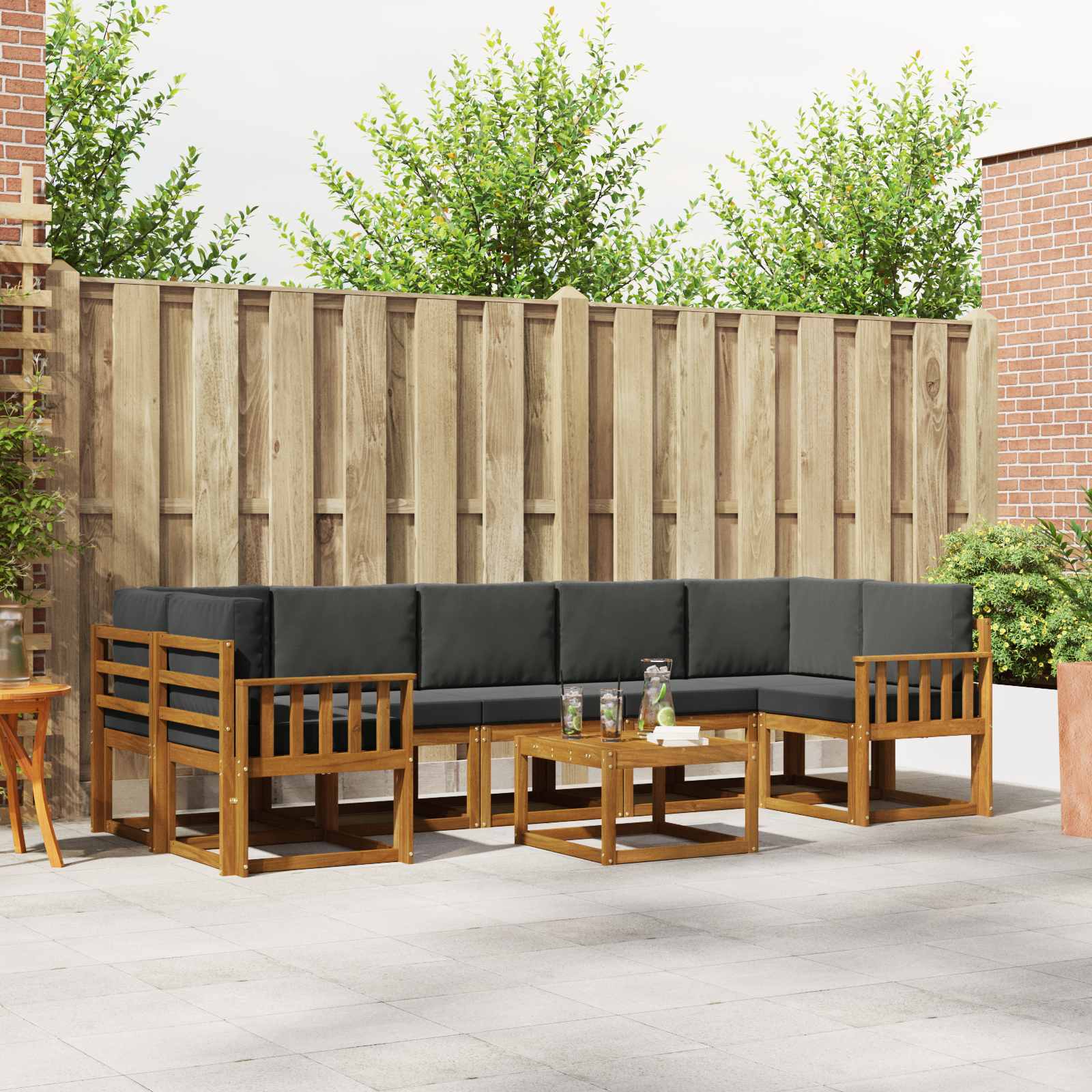 Set vanjskih sofa s jastukom 8 pcs Prirodna i antracit