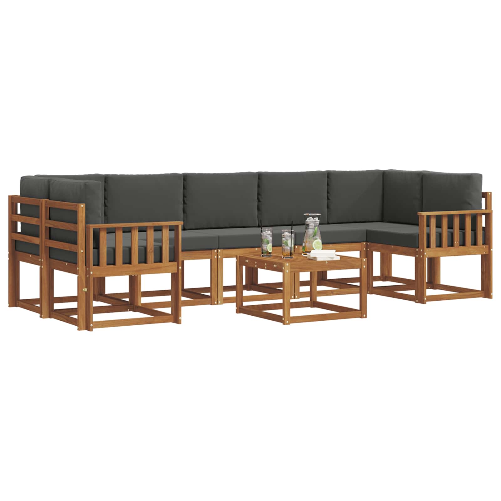 Set vanjskih sofa s jastukom 8 pcs Prirodna i antracit
