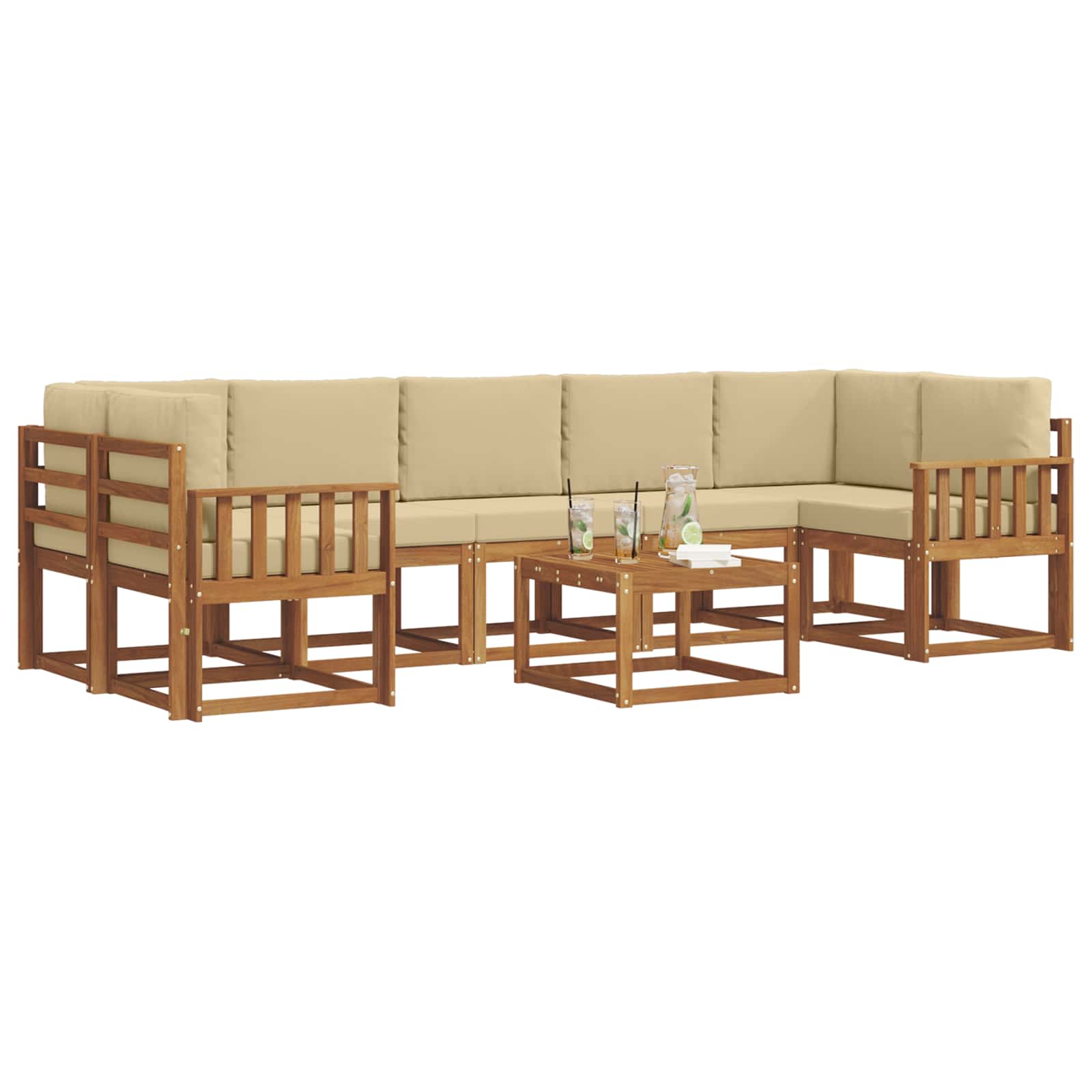 Set vanjskih sofa s jastukom 8 pcs Prirodna i bež