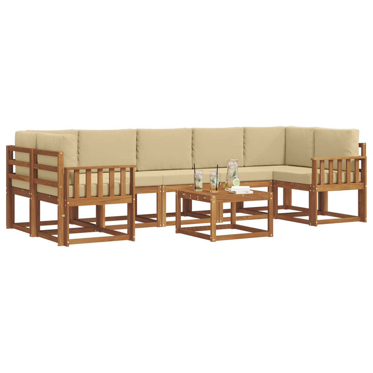 Set vanjskih sofa 8 kom. Prirodna i bež