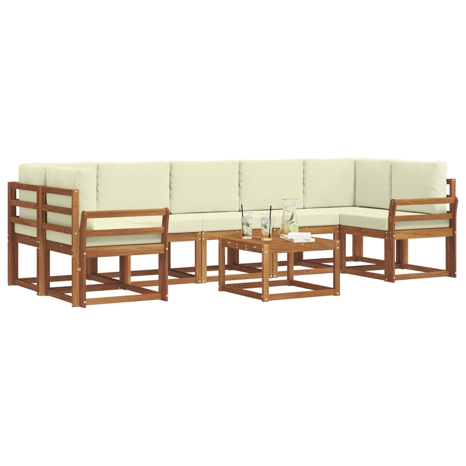 Set vanjskih sofa s jastukom 8 pcs Prirodna i krem