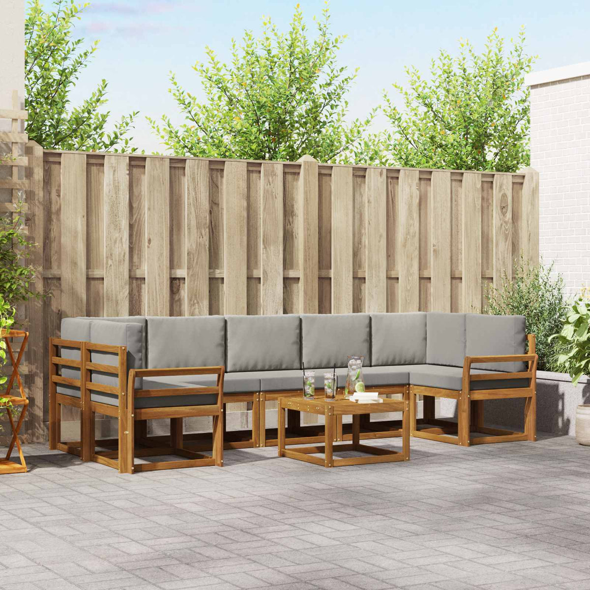 Set vanjskih sofa 8 kom. Prirodna i svijetlo siva