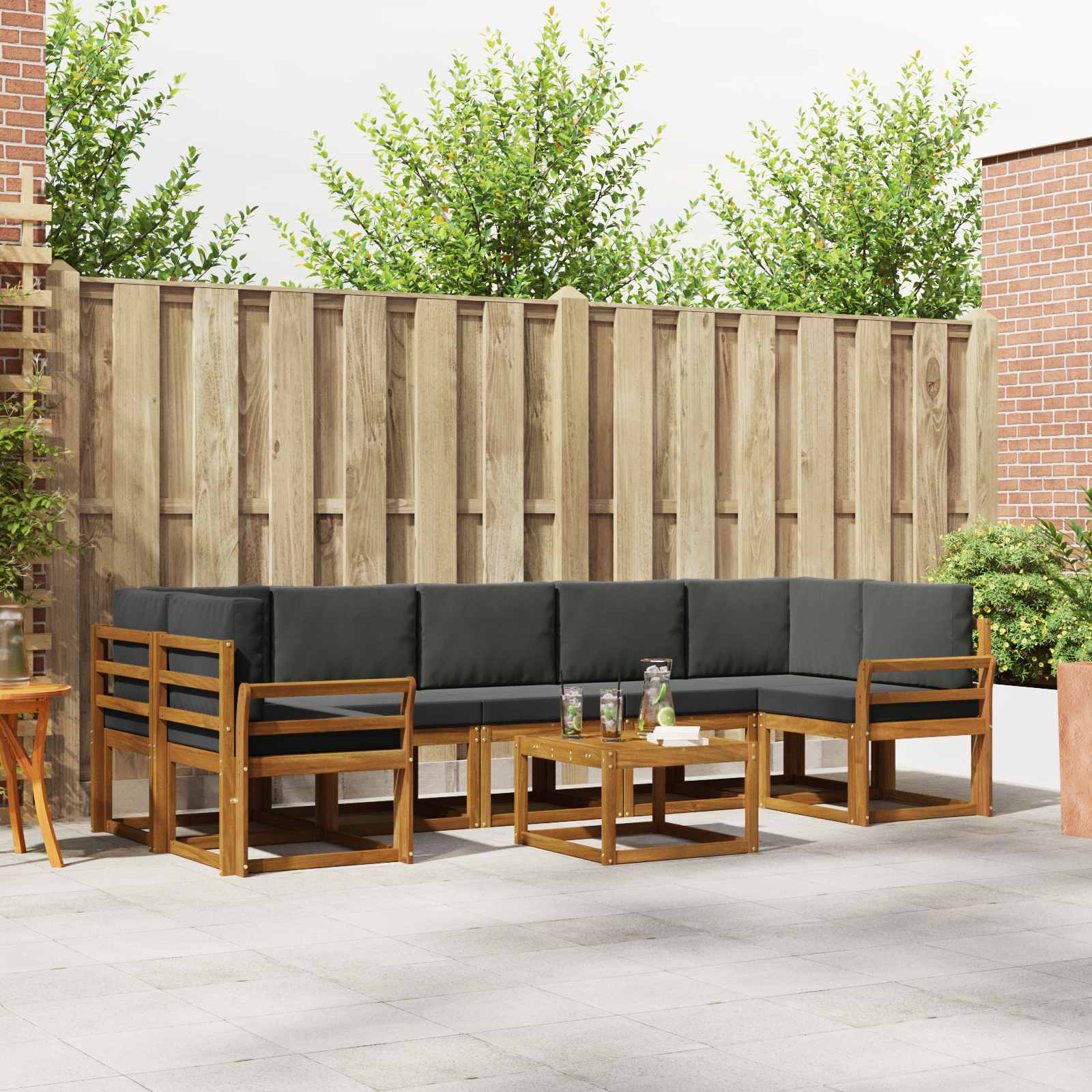 Set vanjskih sofa s jastukom 8 pcs Prirodna i antracit