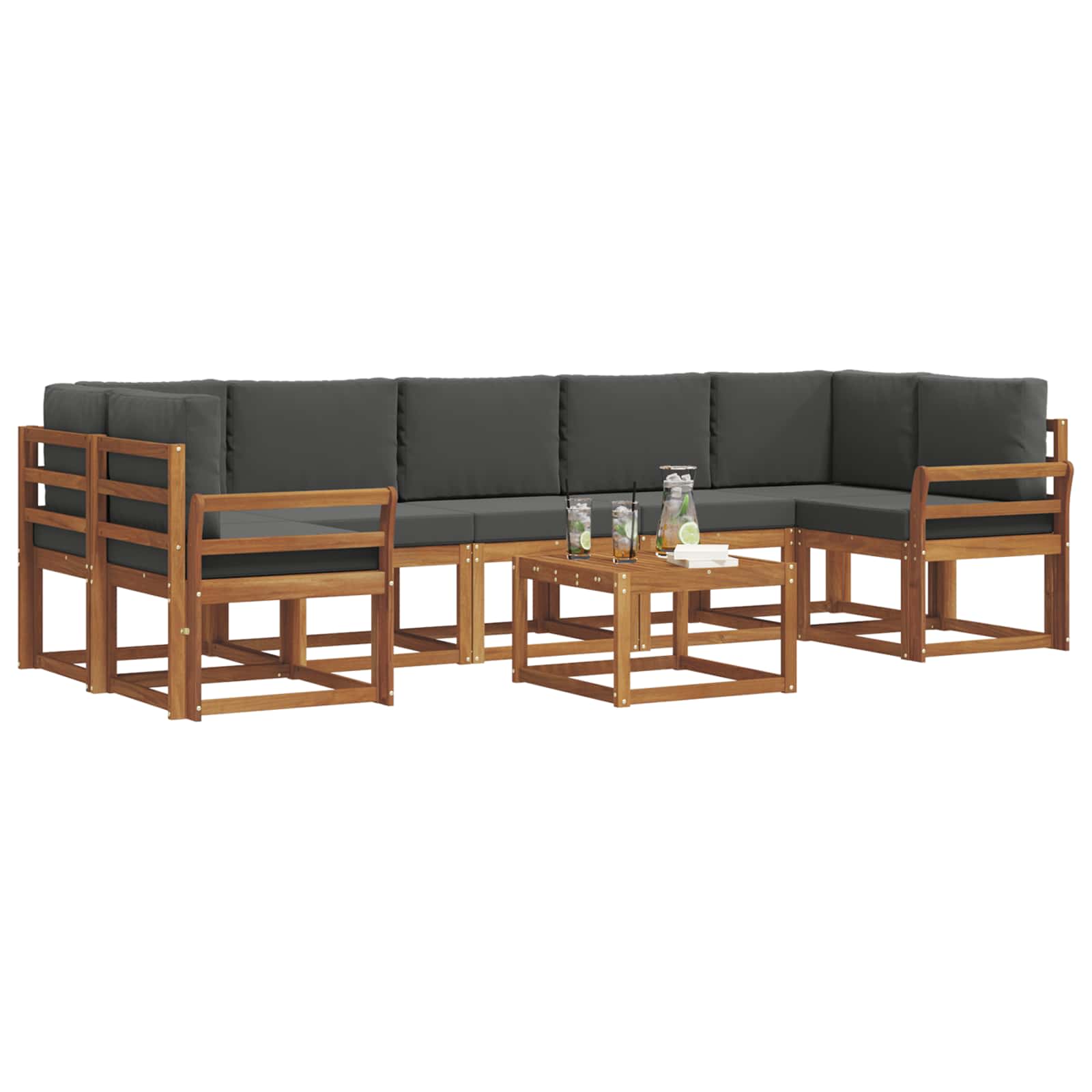 Set vanjskih sofa s jastukom 8 pcs Prirodna i antracit