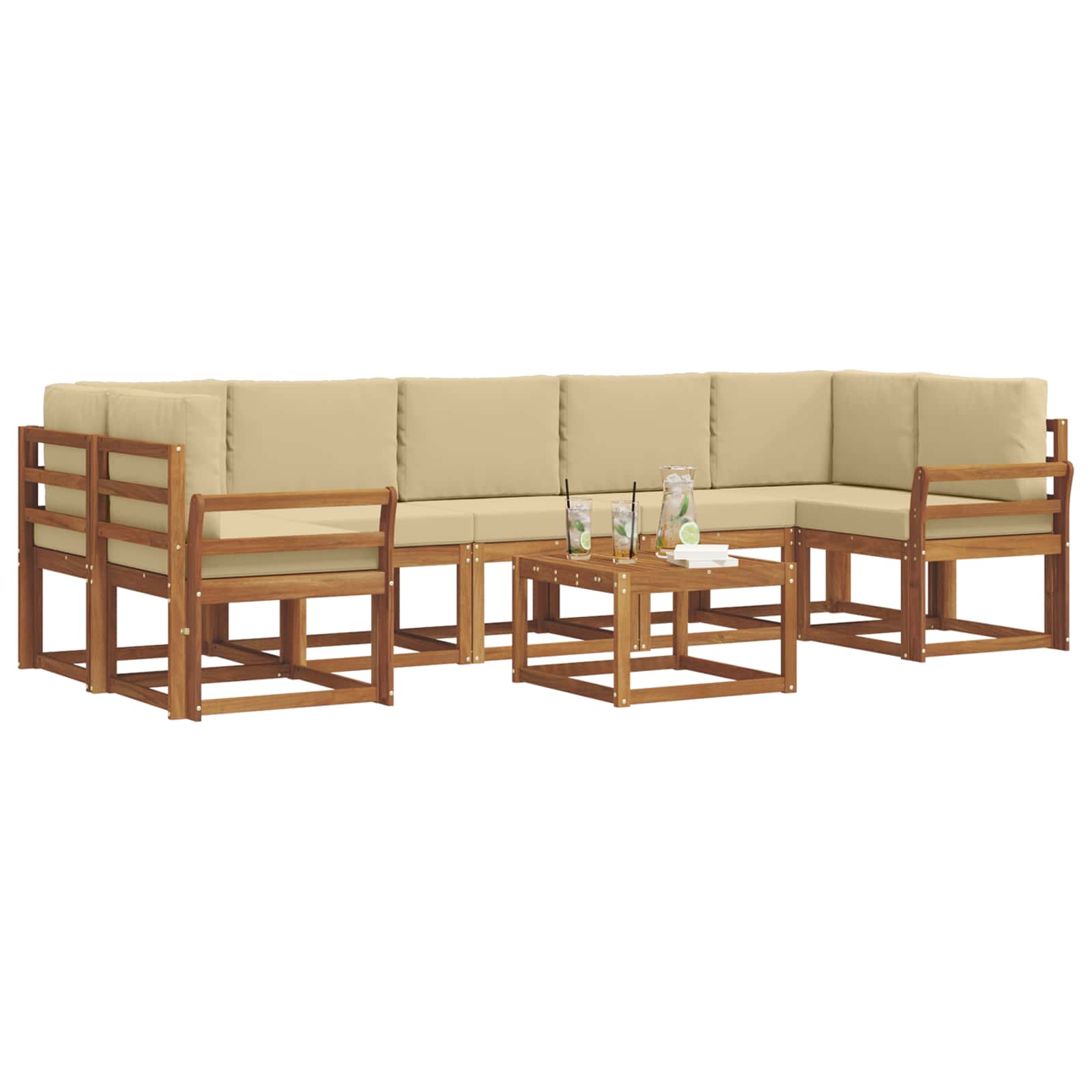 Set vanjskih sofa s jastukom 8 pcs Prirodna i bež